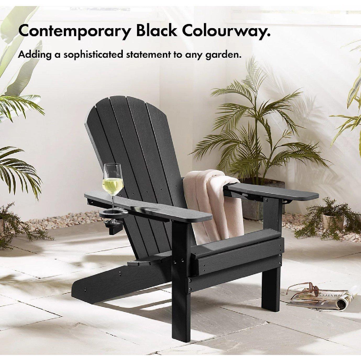 Black - VonHaus - Westport Black Adirondack Chair - 3