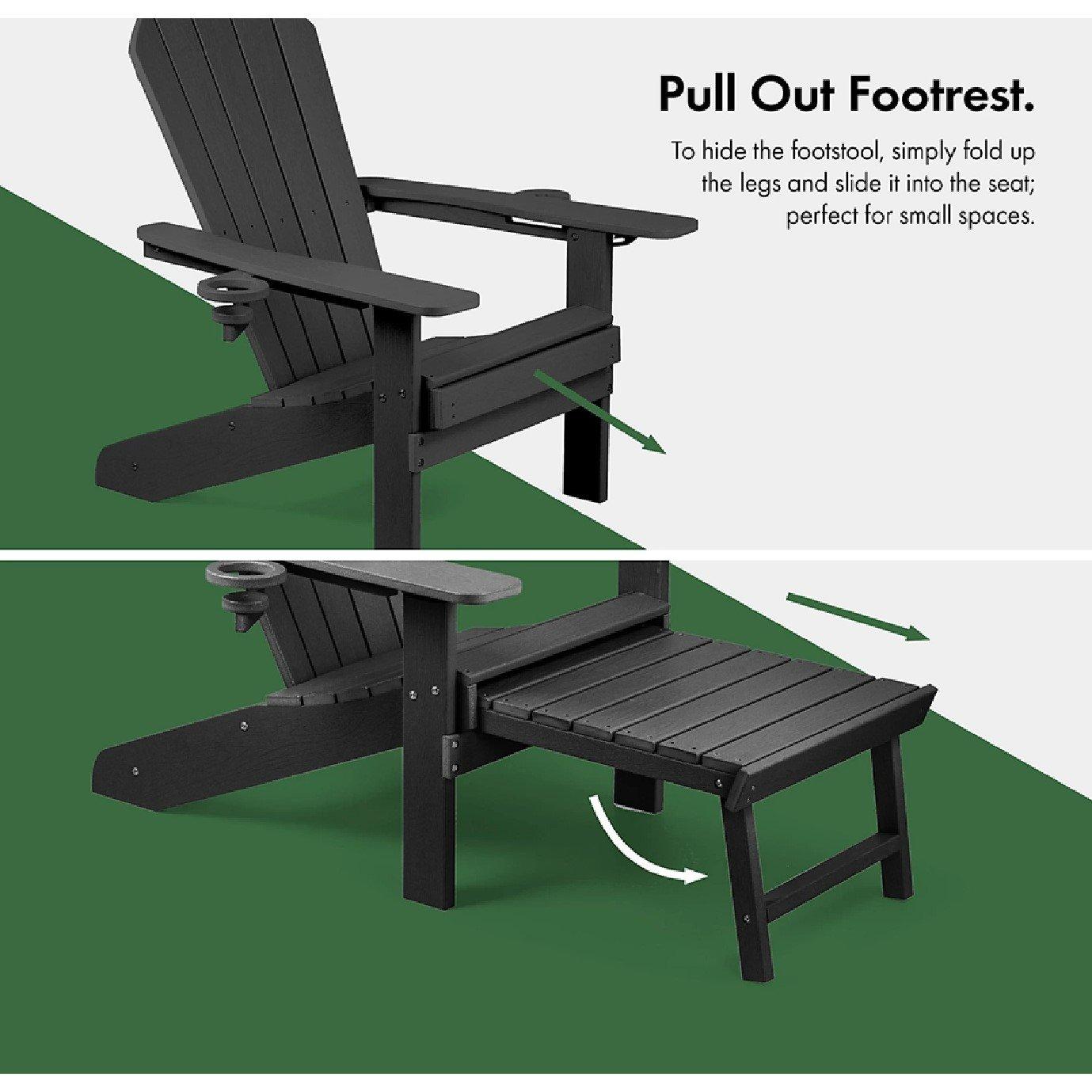 Black - VonHaus - Westport Black Adirondack Chair - 4