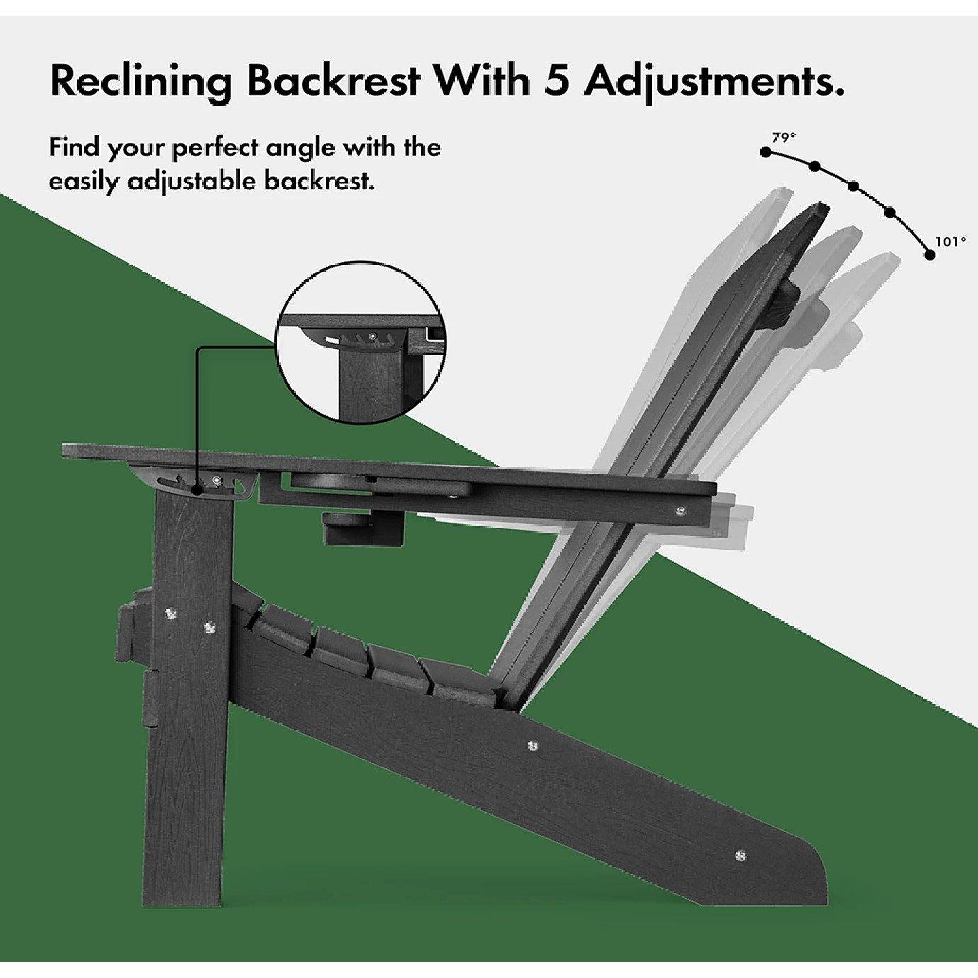 Black - VonHaus - Westport Black Adirondack Chair - 5