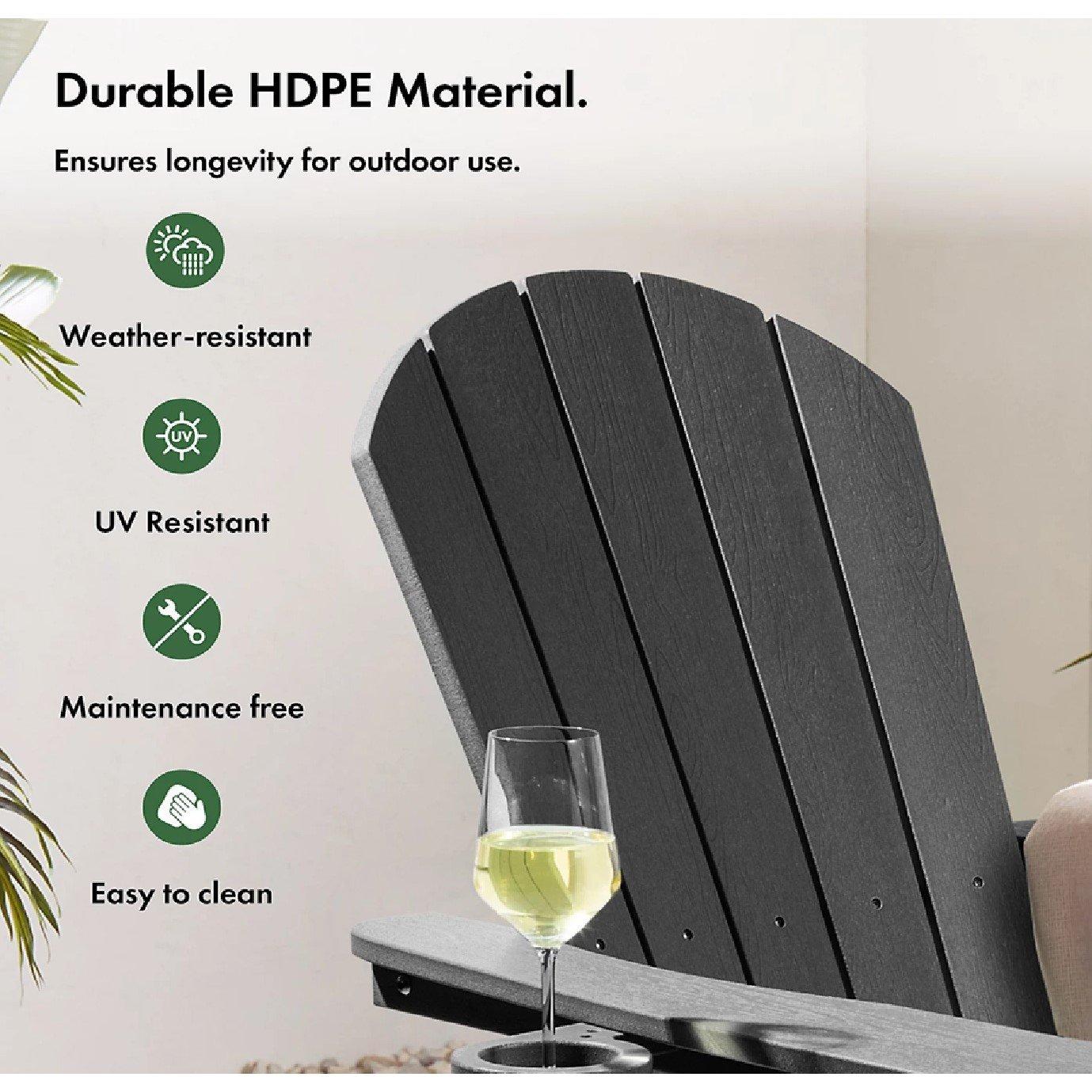 Black - VonHaus - Westport Black Adirondack Chair - 6