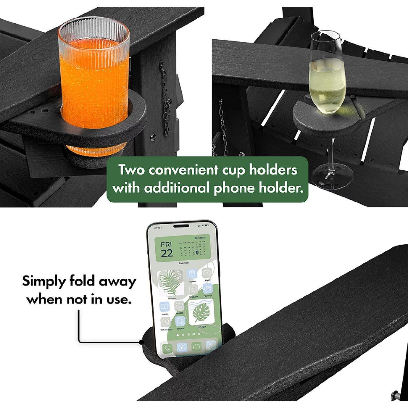 Black - VonHaus - Westport Black Adirondack Chair - 7