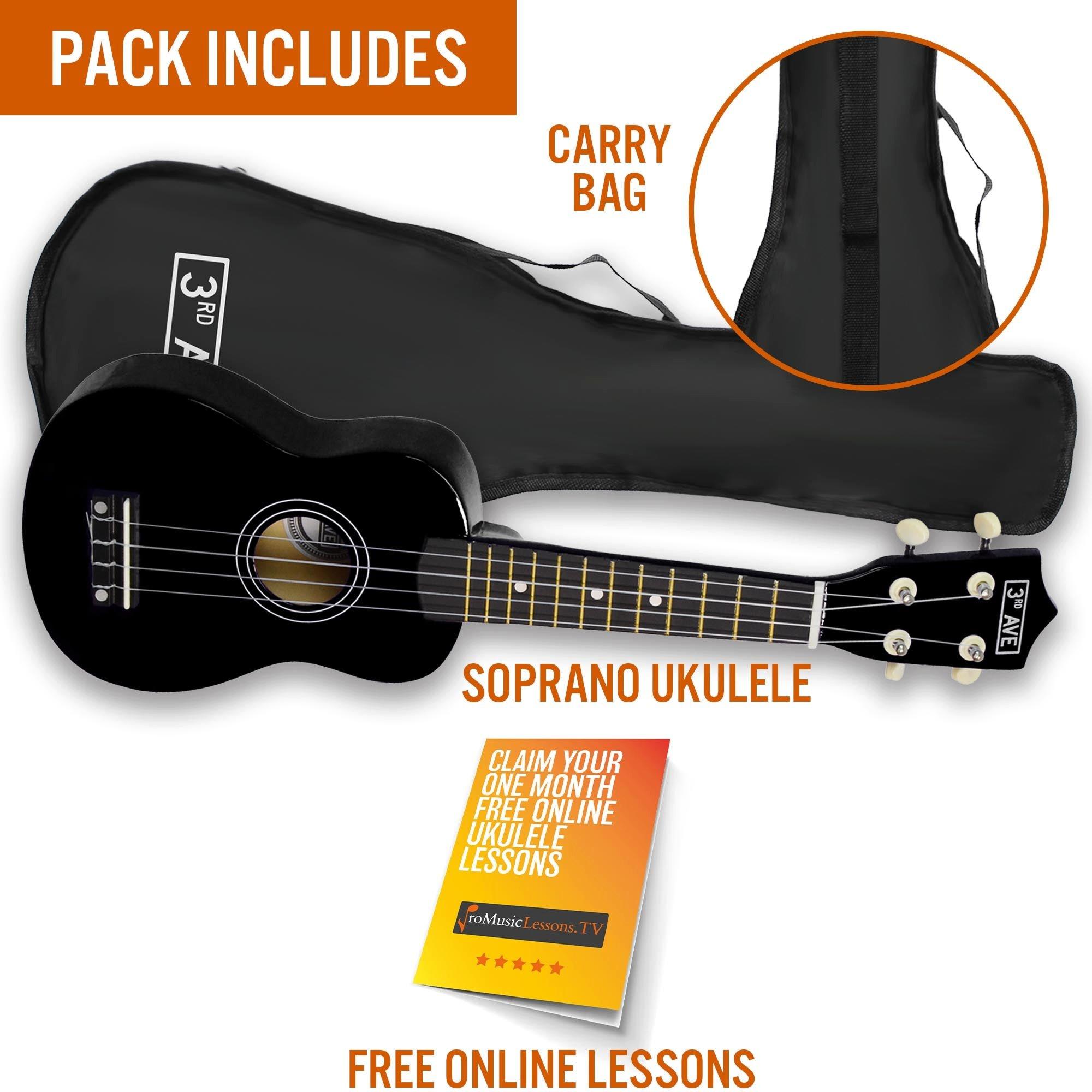 Black - 3rd Avenue - 3rd Avenue Soprano Ukulele - Rainbow - 3