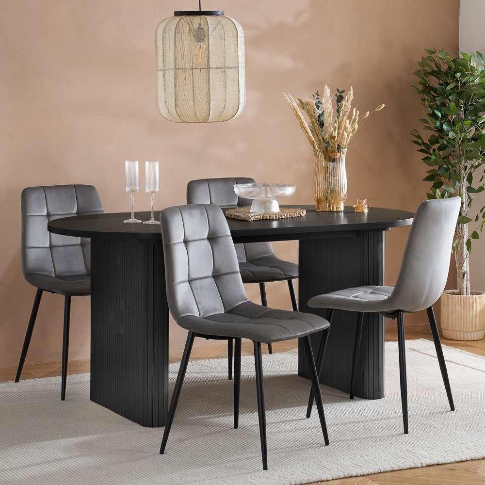 Black - Birlea - Axel Oval Fluted Dining Table - 2