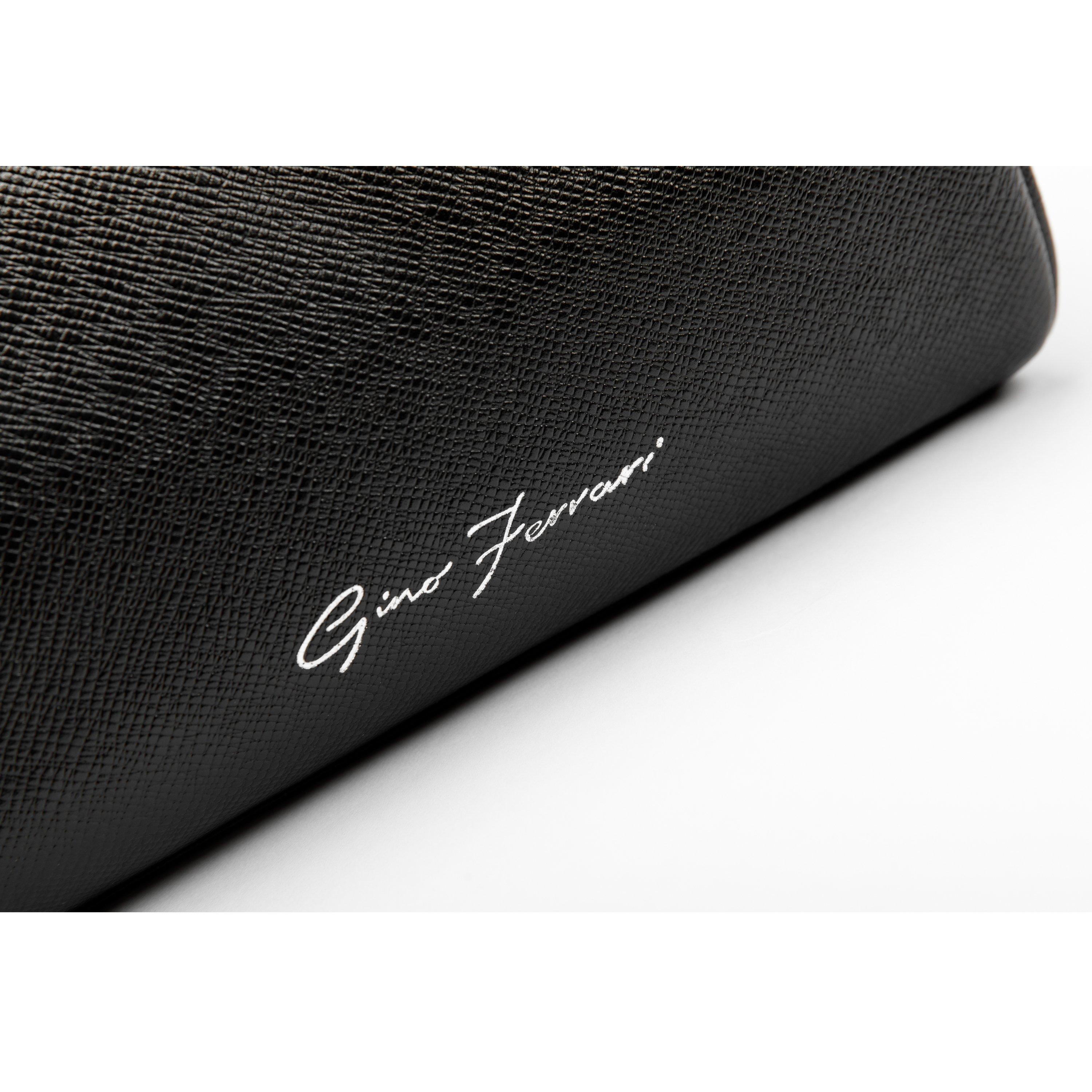 Black Gfw016-01 - Gino Ferrari - Embossed Travel Leather Washbag Internal Pocket - 3
