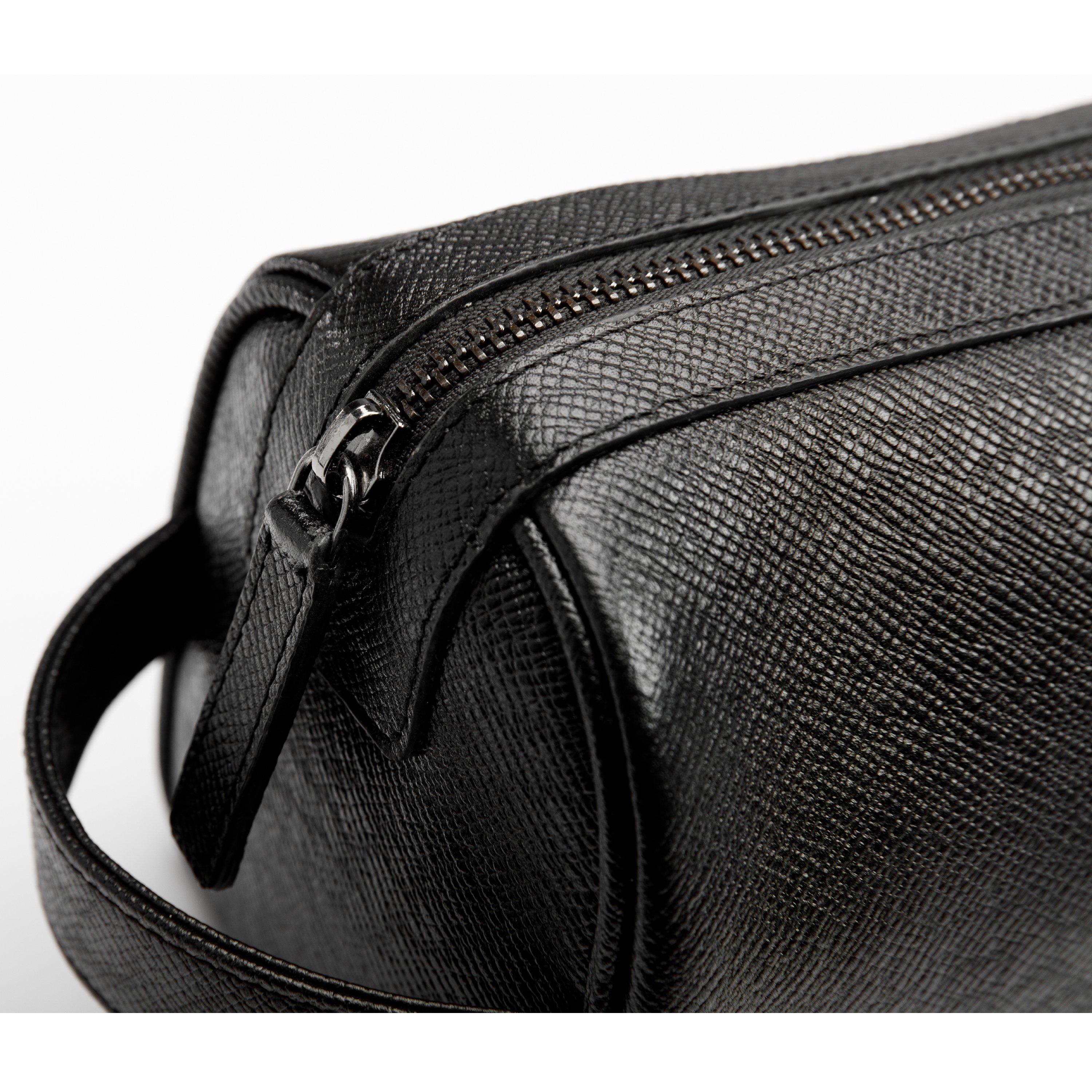 Black Gfw016-01 - Gino Ferrari - Embossed Travel Leather Washbag Internal Pocket - 5