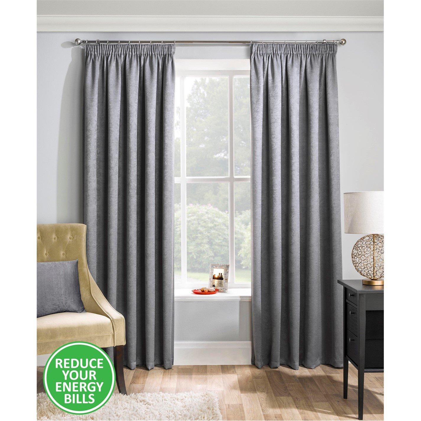 Enhanced Living  Matrix Thermal Room Darkening Tape Top Curtain - Grey - 229x229cm
