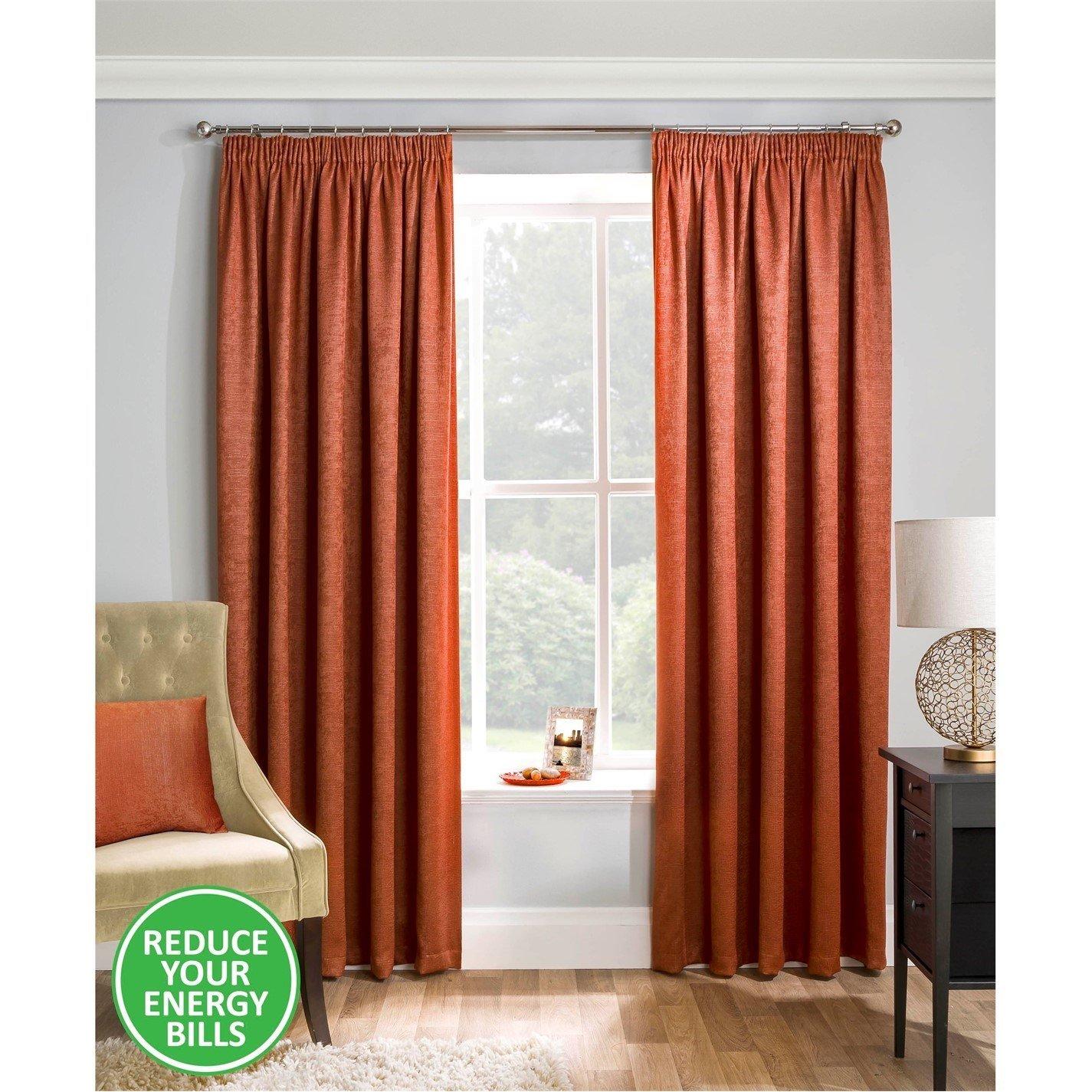 Enhanced Living  Matrix Thermal Room Darkening Tape Top Curtain - Orange - 229x229cm