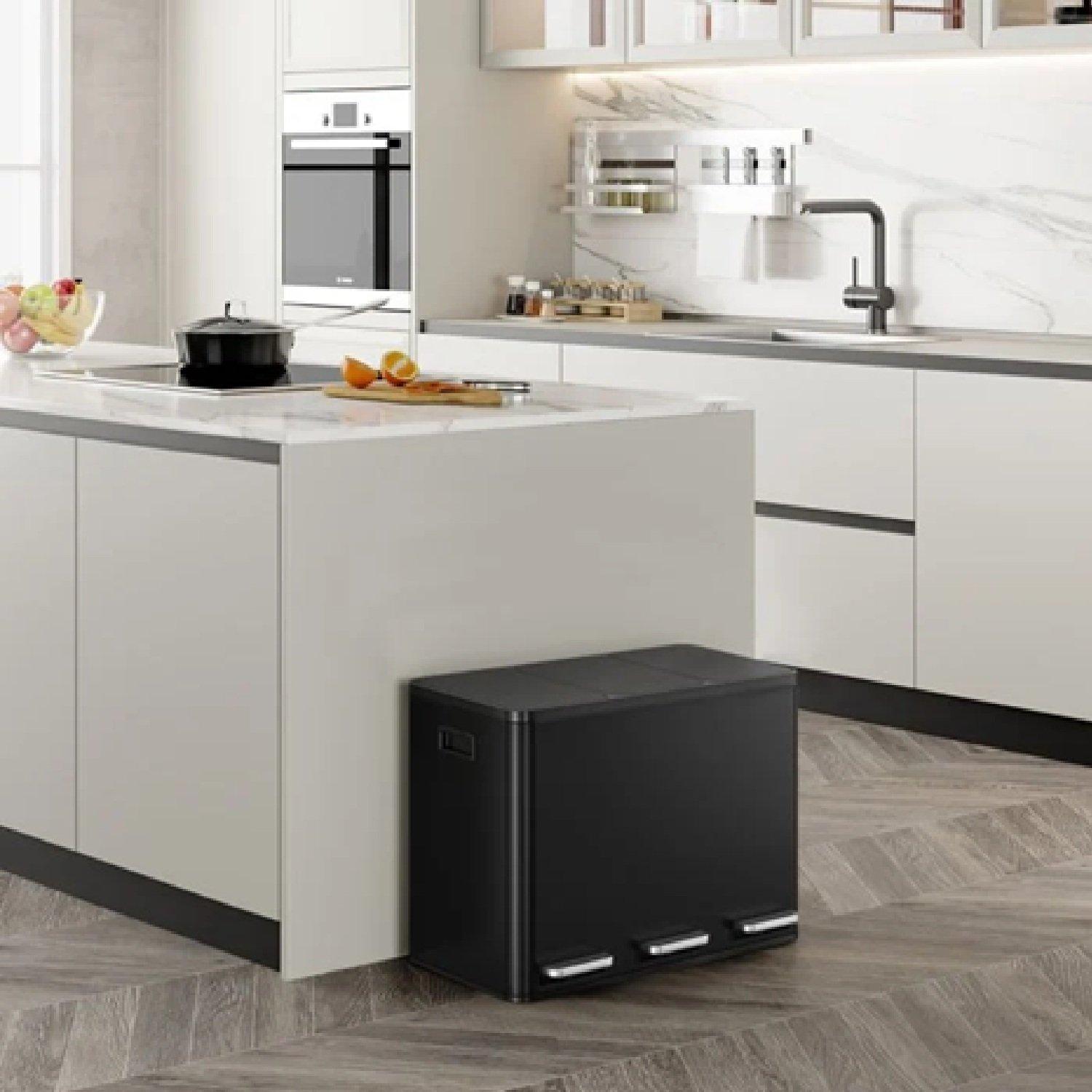 Matte Black - VonHaus - Triple Bin - 45L - 9