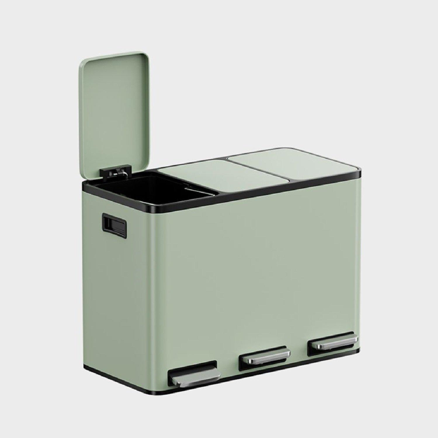 Matte Green - VonHaus - Triple Bin - 45L - 8