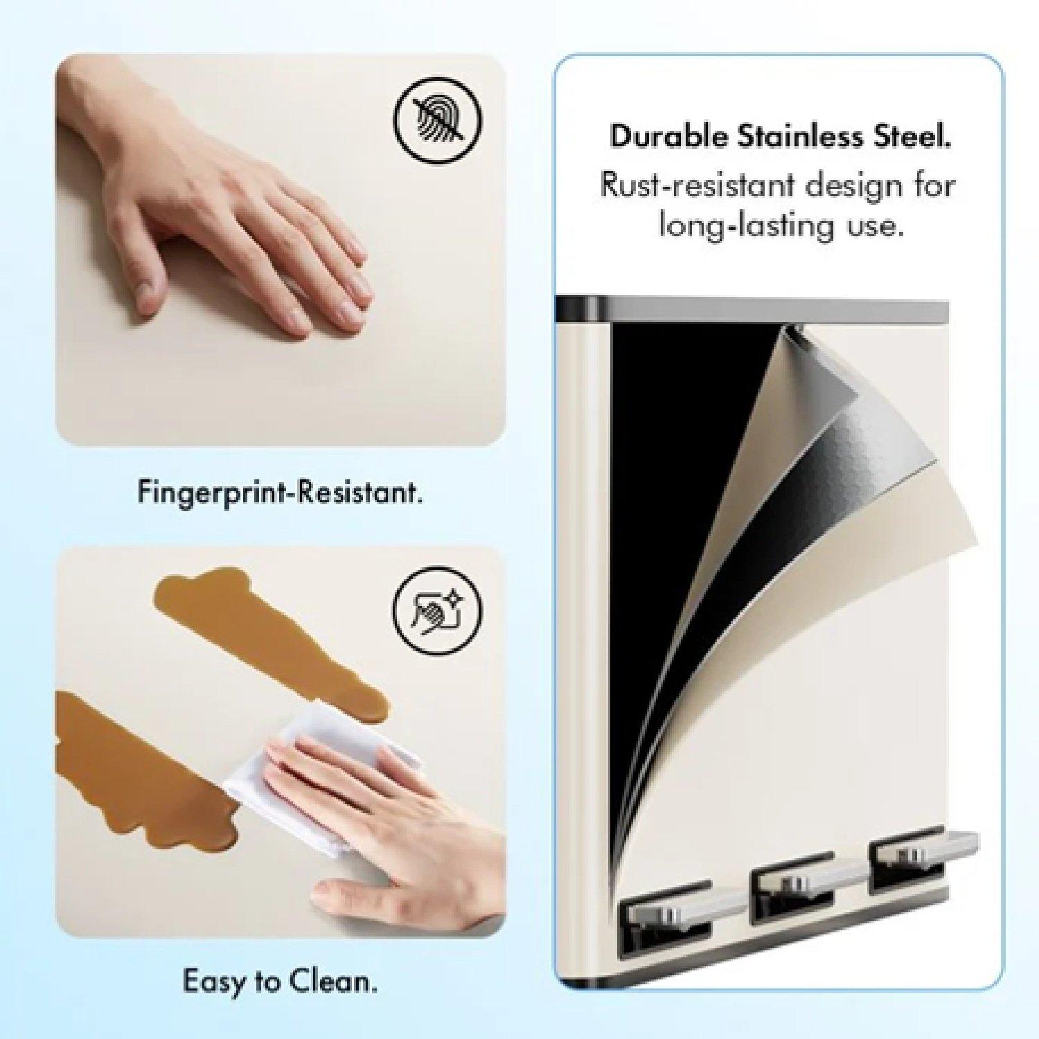 Cream - VonHaus - Triple Bin - 45L - 6