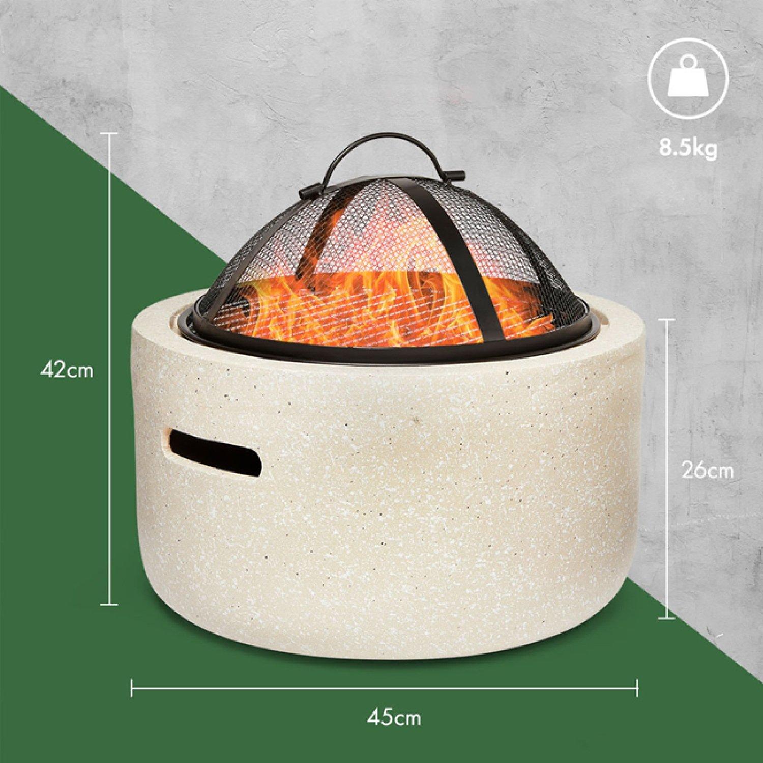 Beige - VonHaus - Round MgO Fire Pit - 5