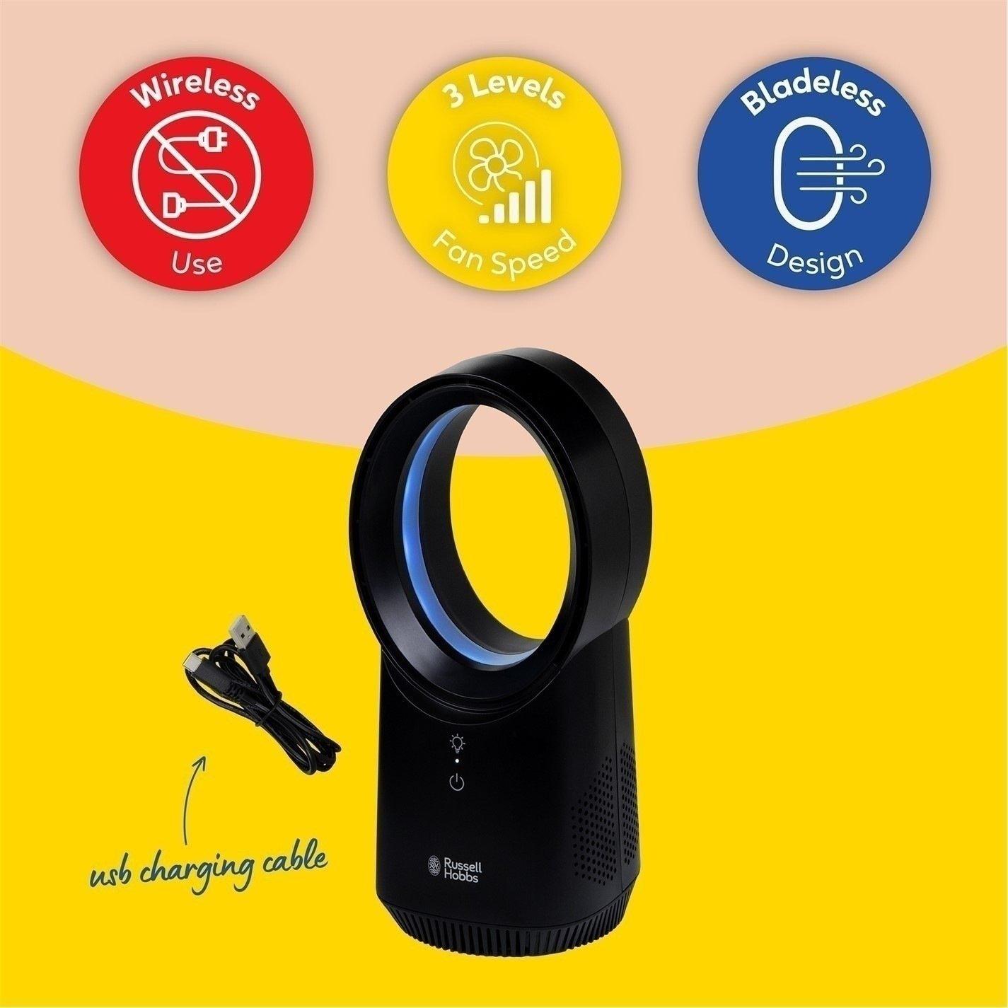 Black - Russell Hobbs - RHBLDLUSB25B Wireless Desk Fan in Black - 10