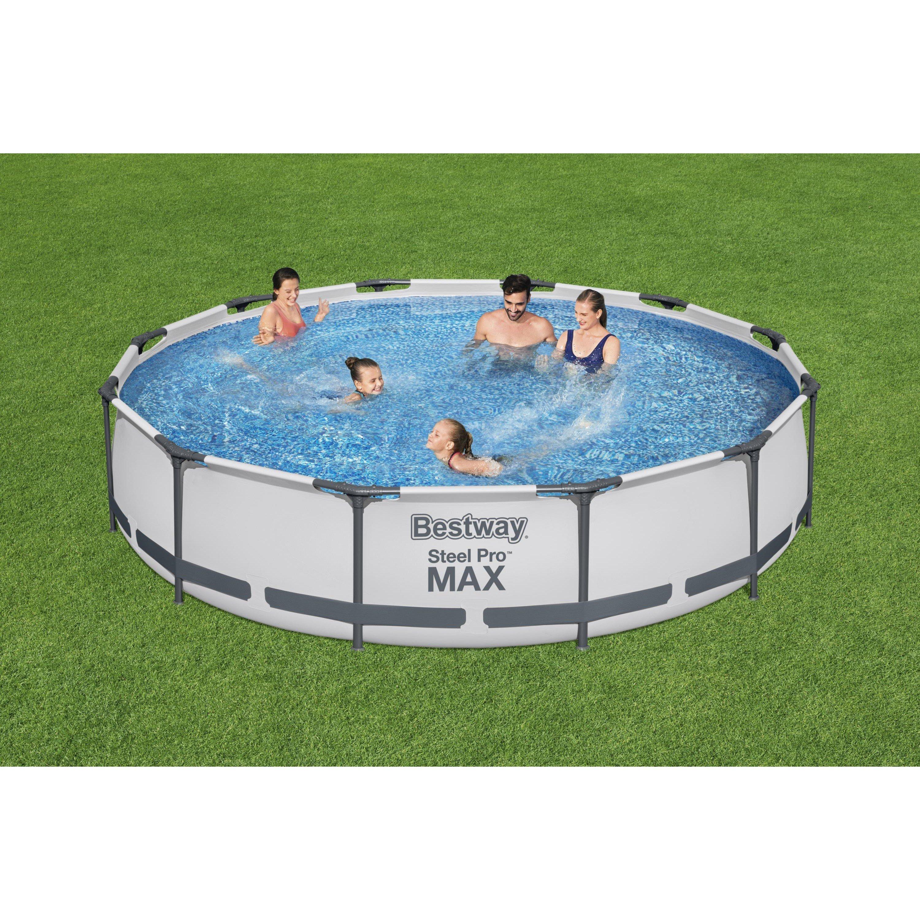 White - Bestway - 12 x 30 Steel Pro Max Frame Pool Set - 1