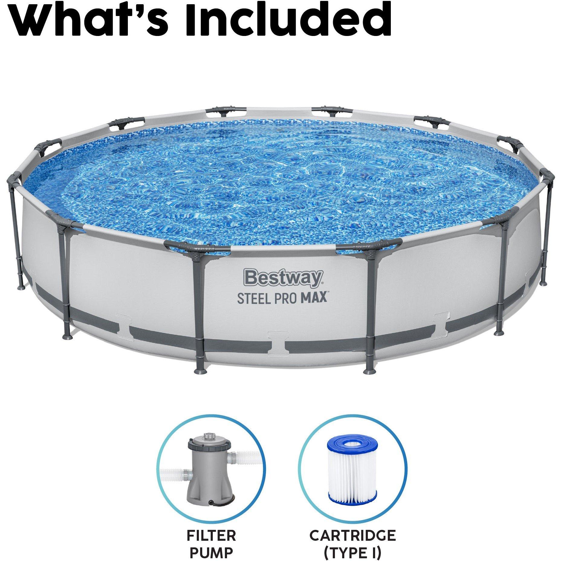 White - Bestway - 12 x 30 Steel Pro Max Frame Pool Set - 4