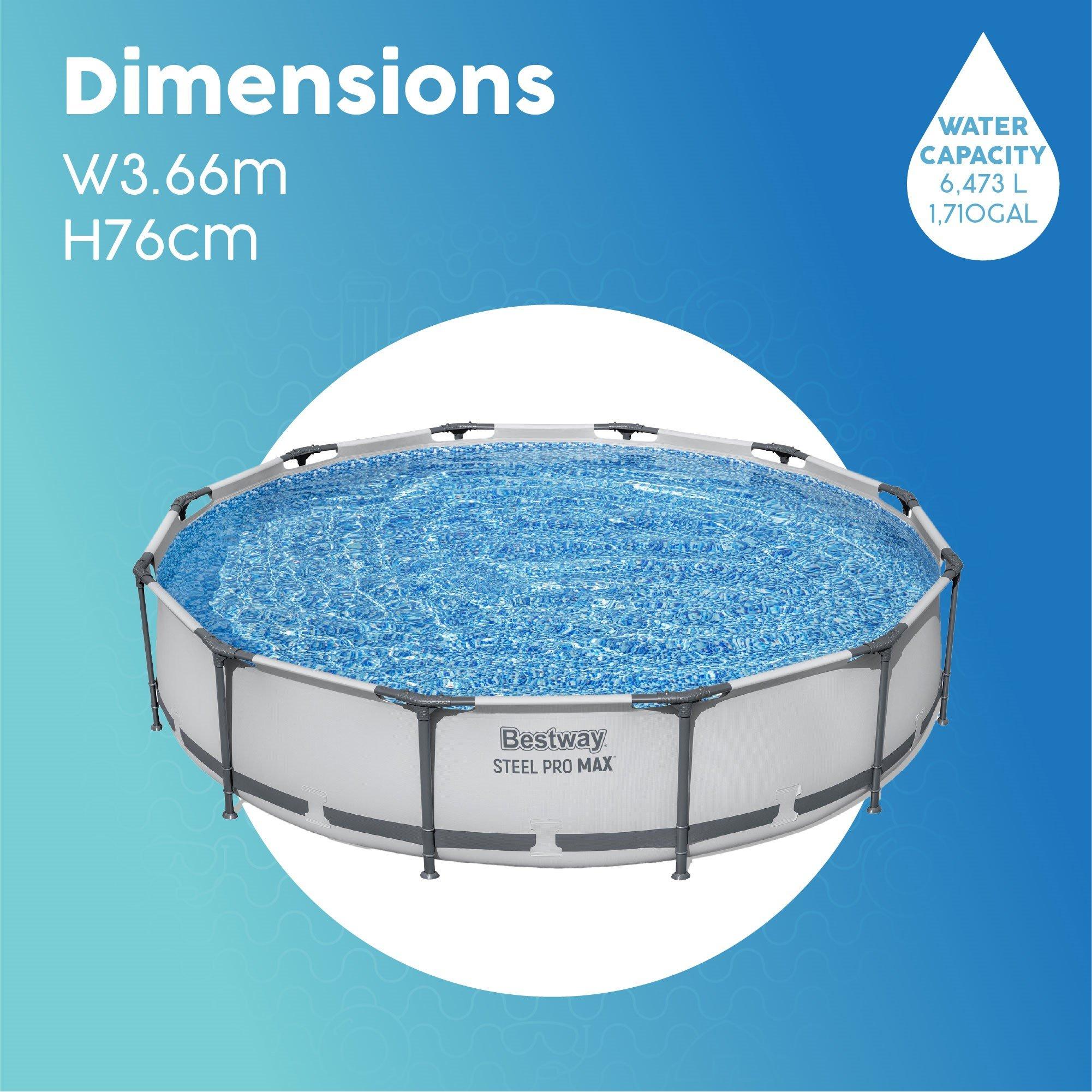 White - Bestway - 12 x 30 Steel Pro Max Frame Pool Set - 7