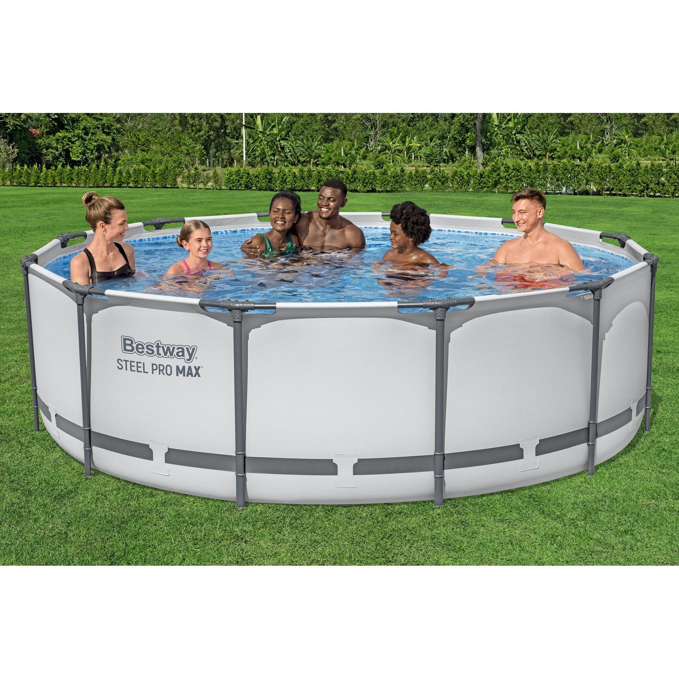 White - Bestway - 12 x 39.5 Steel Pro MAX Round Pool Set - 1