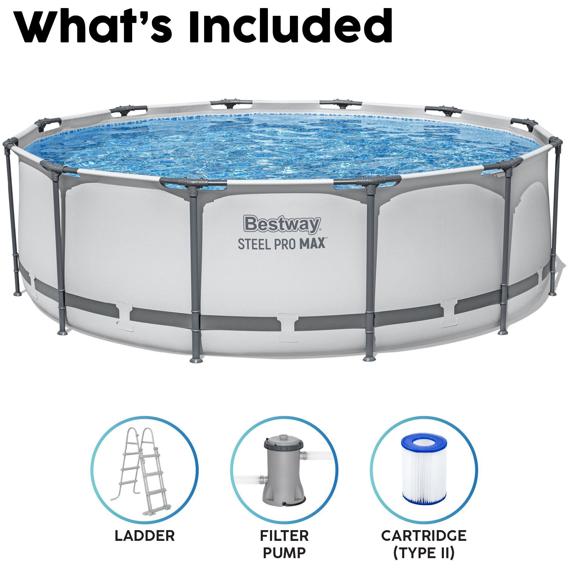 White - Bestway - 12 x 39.5 Steel Pro MAX Round Pool Set - 3