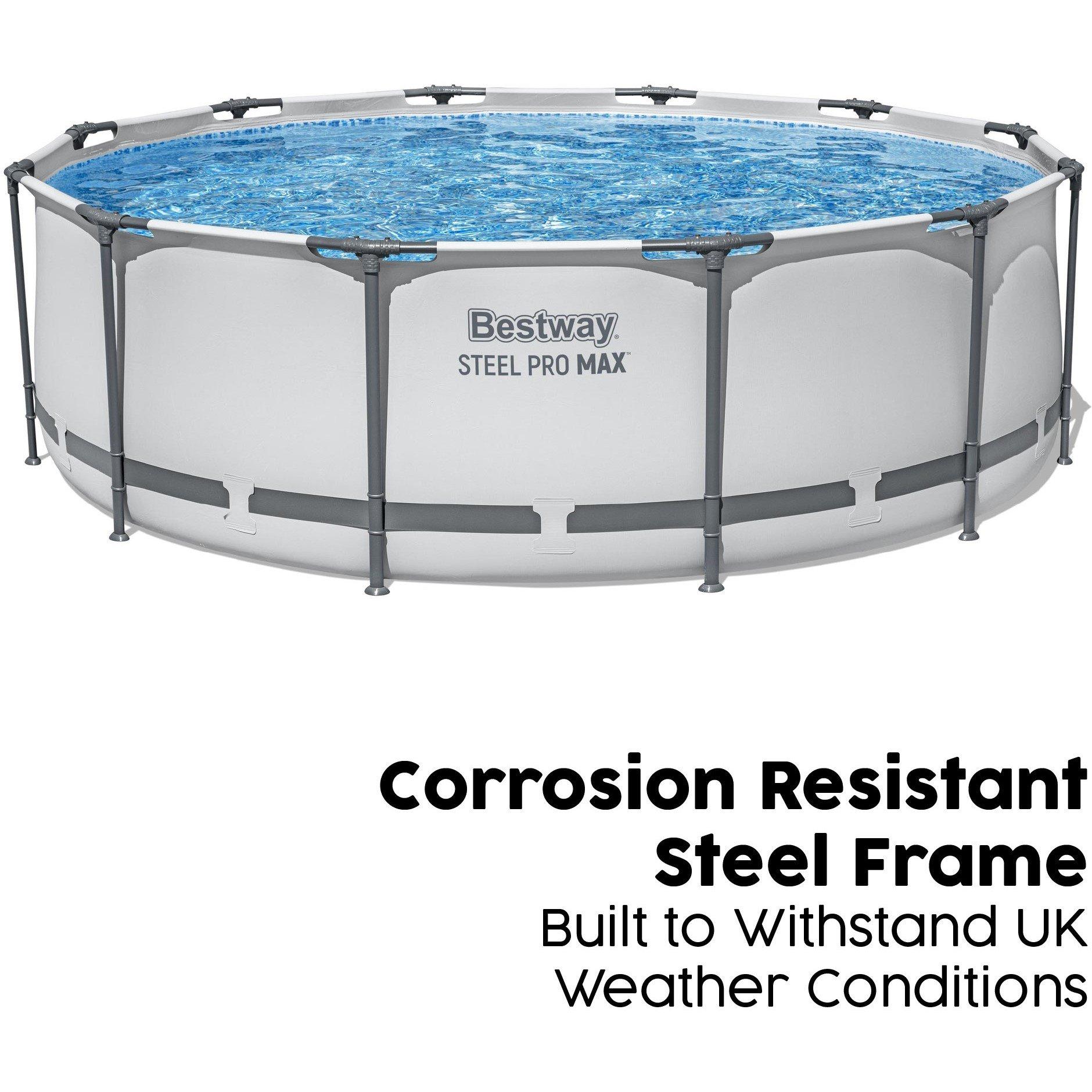 White - Bestway - 12 x 39.5 Steel Pro MAX Round Pool Set - 4
