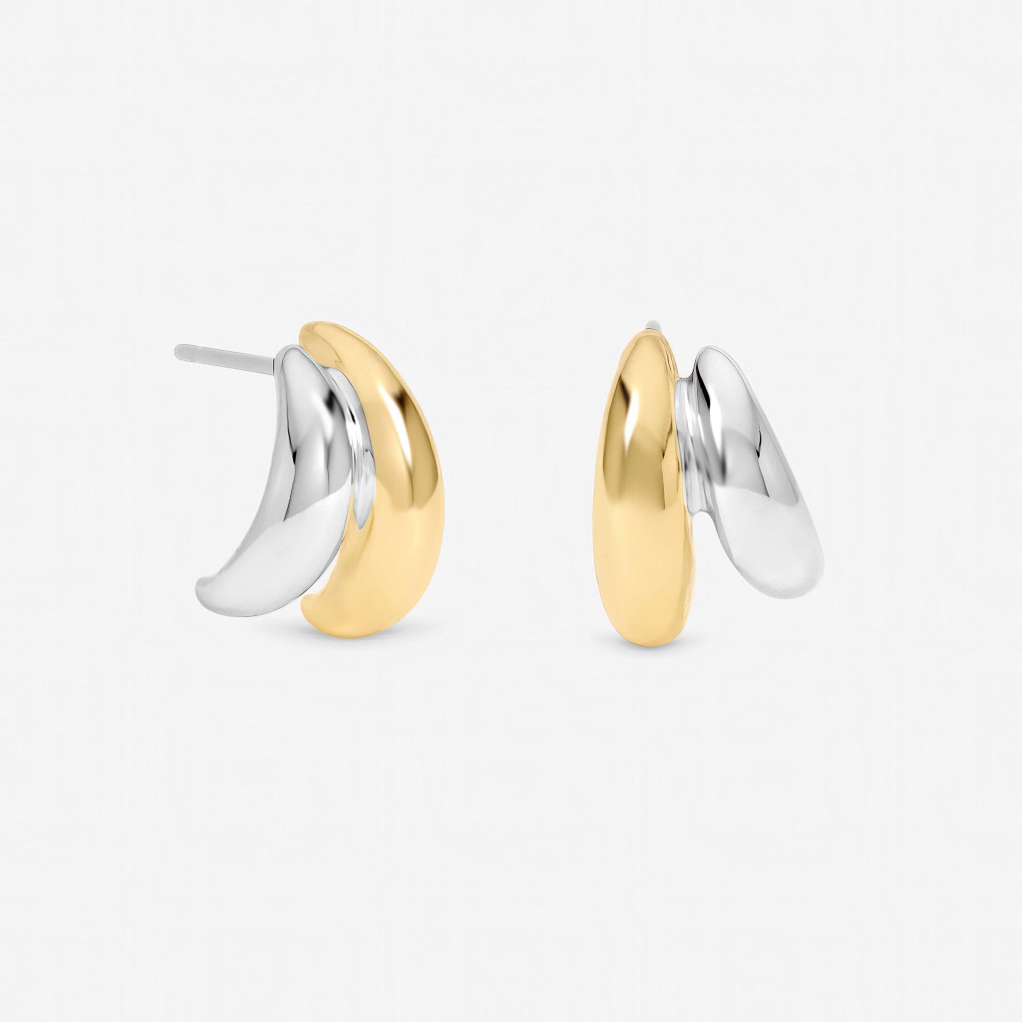 Gold - Jon Richard - Two Tone Double Row Hoop Earrings - 1