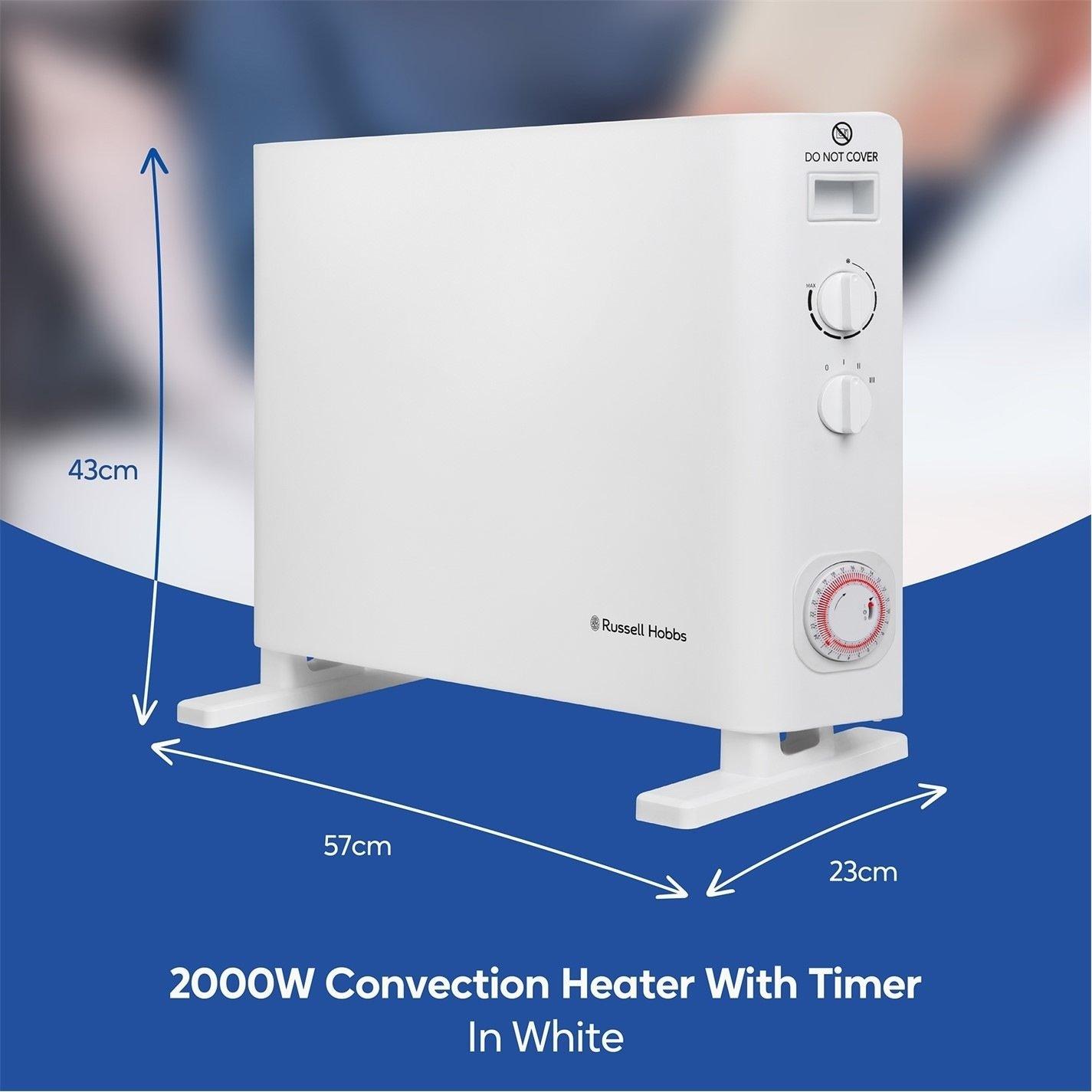 White - Russell Hobbs - RHCVH6002W Convection Heater with Timer in White - 2