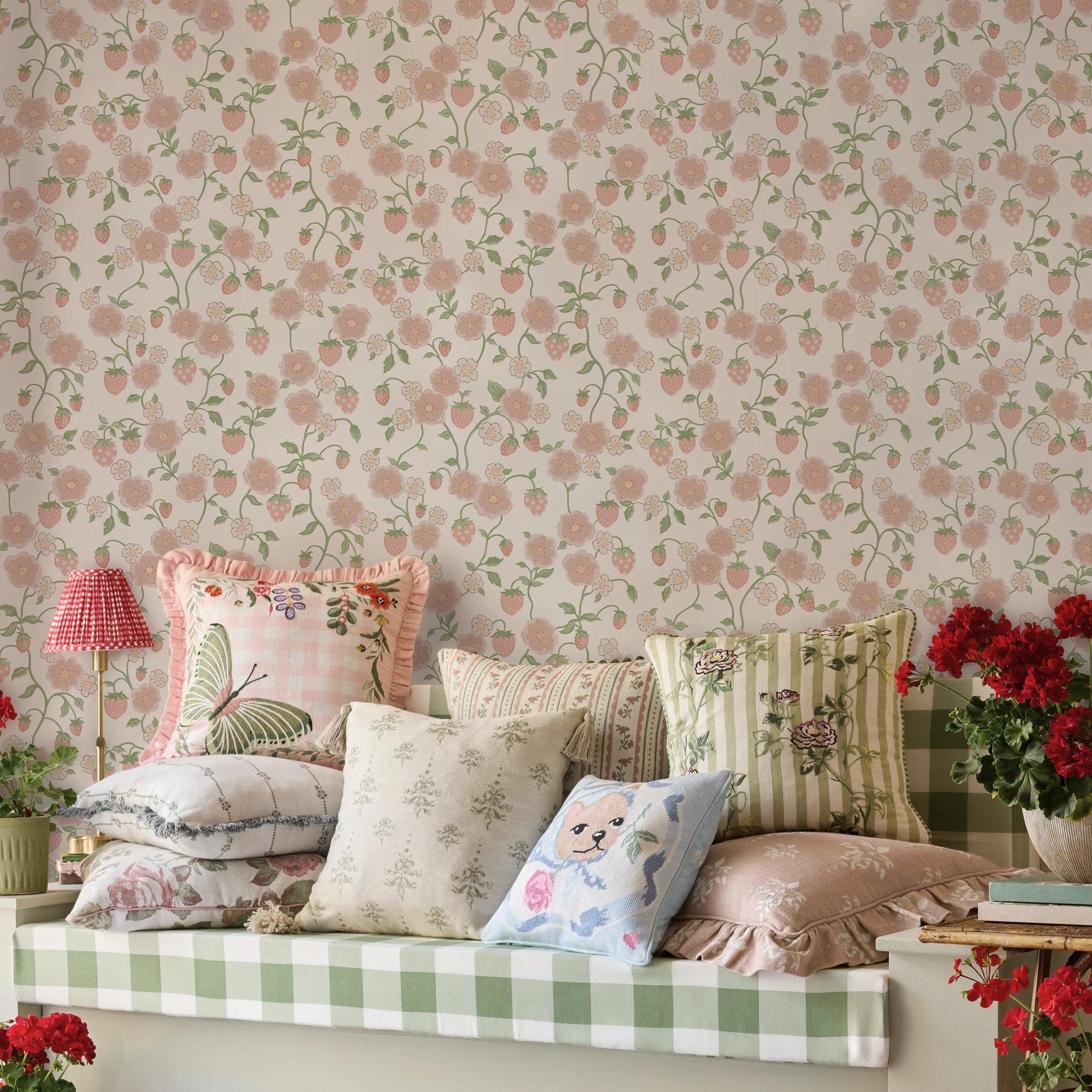 Pink - Cath Kidston - Strawberry Pink Wallpaper - 2