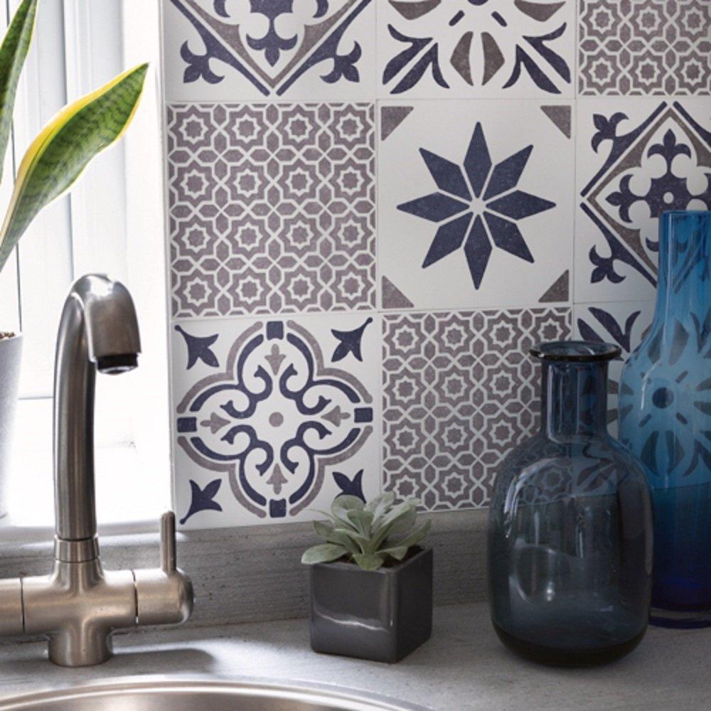 Blue - D C Fix - Self Adhesive Vinyl Wall Tiles Alia Blue - 5