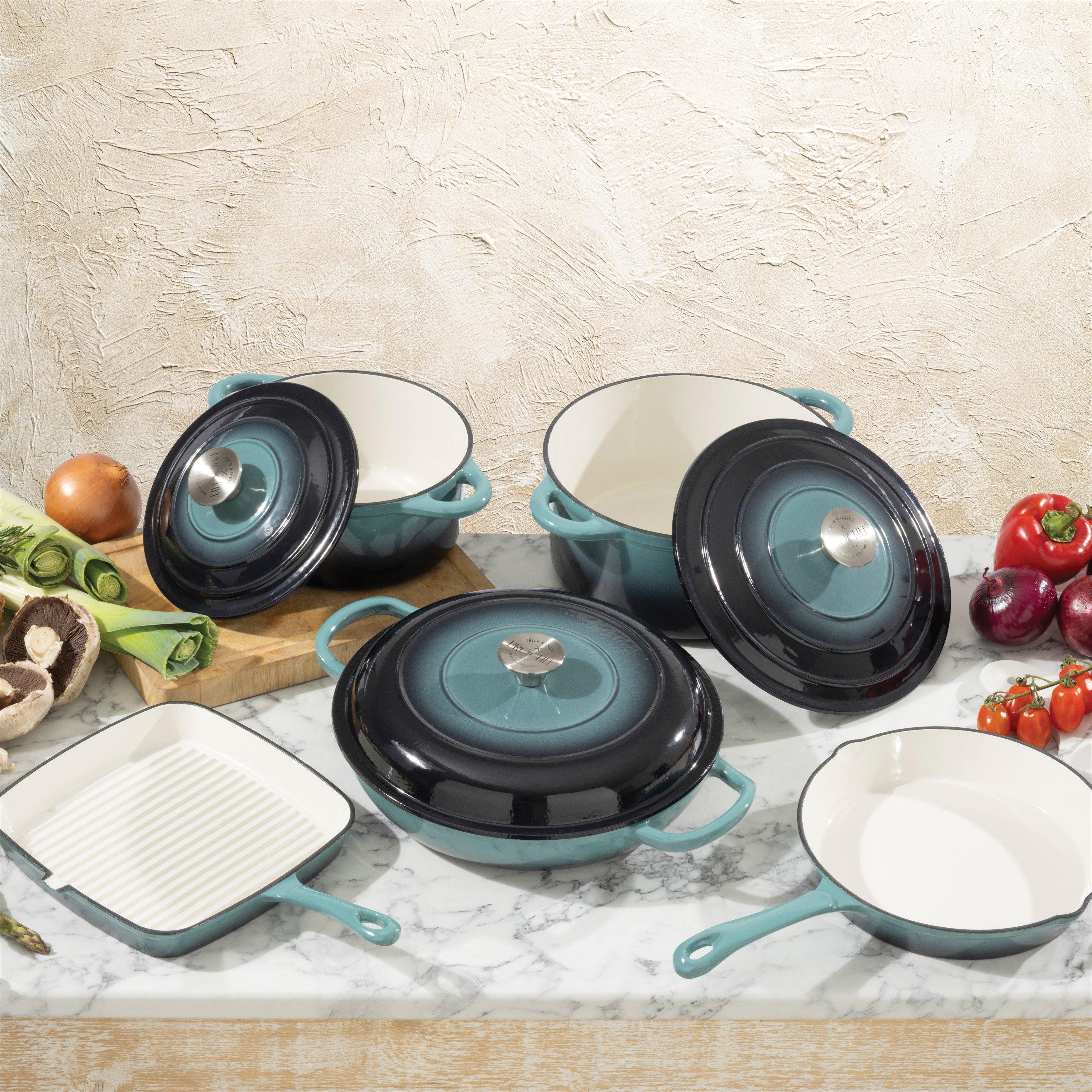 Deep Teal - Prochef - 26CM CAST IRON ROUND CASSEROLE - 6