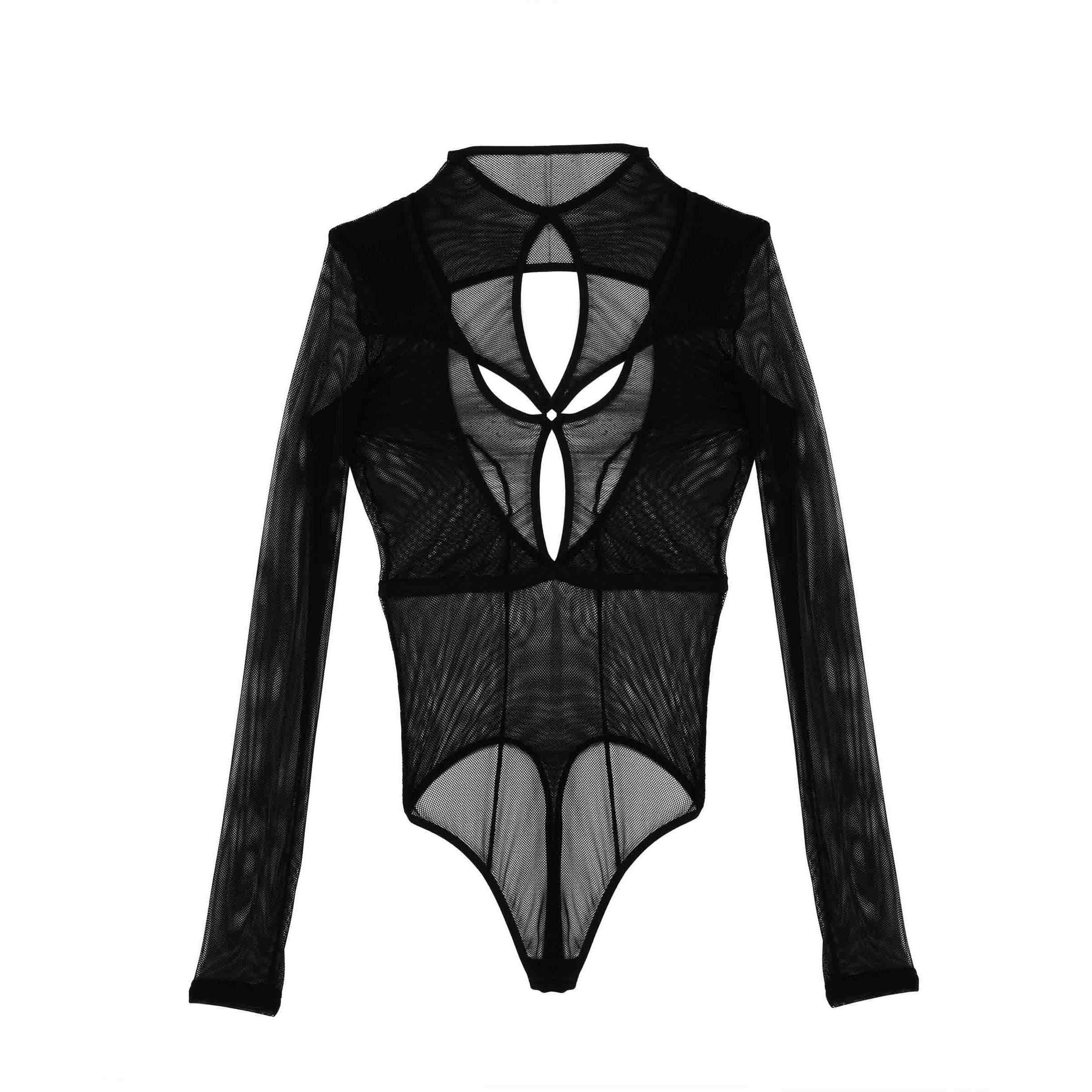 Print - Wolf and Whistle - Erin Black Mirco Fishnet Body - 4