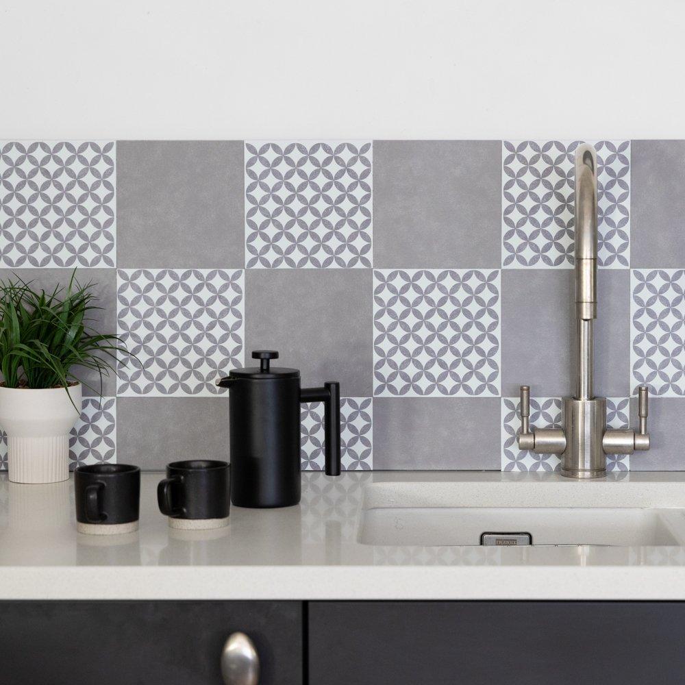 Grey - D C Fix - Self Adhesive Vinyl Wall Tiles Amira Grey - 5