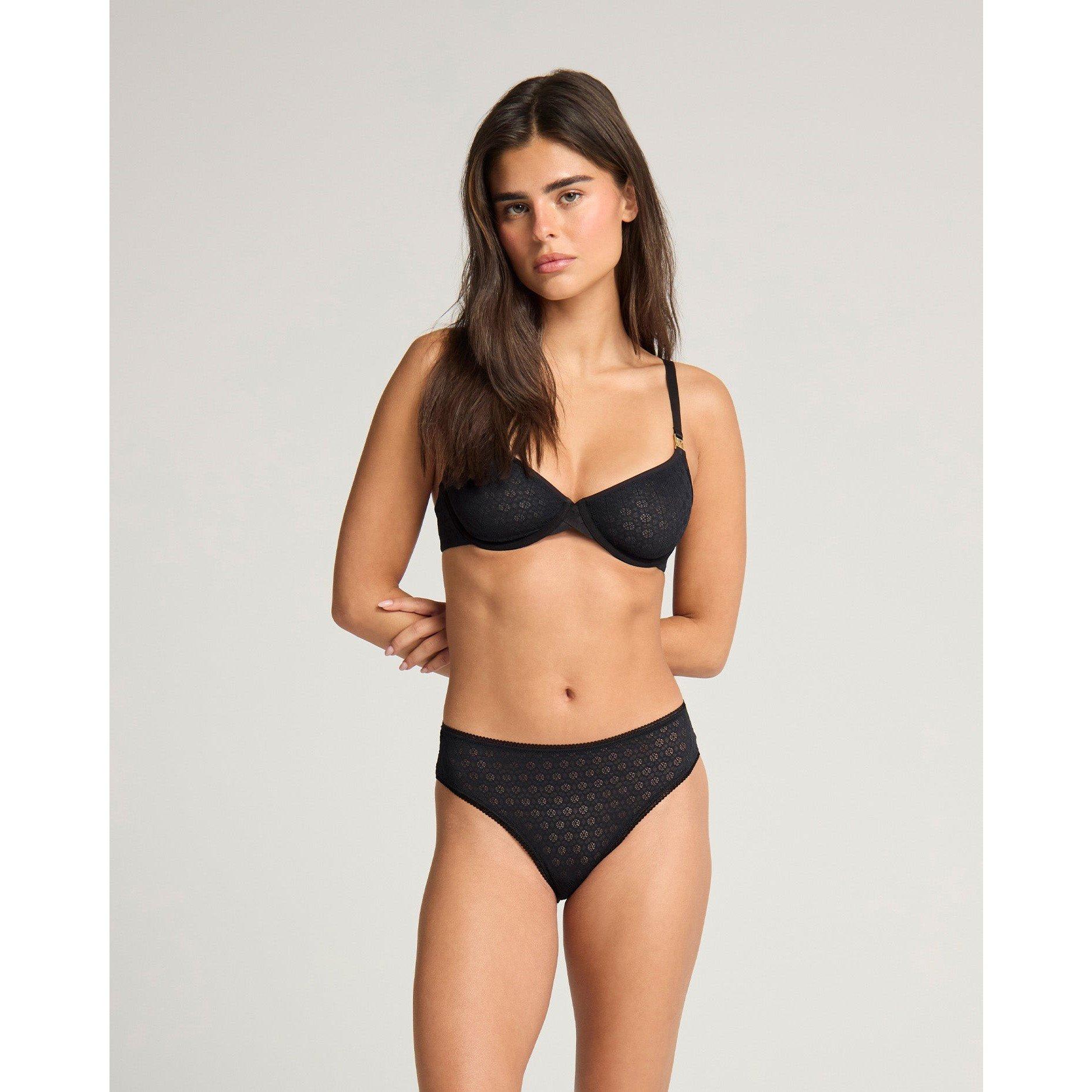 Black - Nudea - SEMI DEMI HONEYCOMB LACE - 5