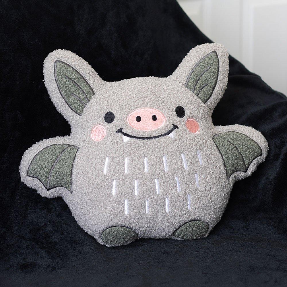 White - Something Different - Cute Bat Boucle Cushion - 1