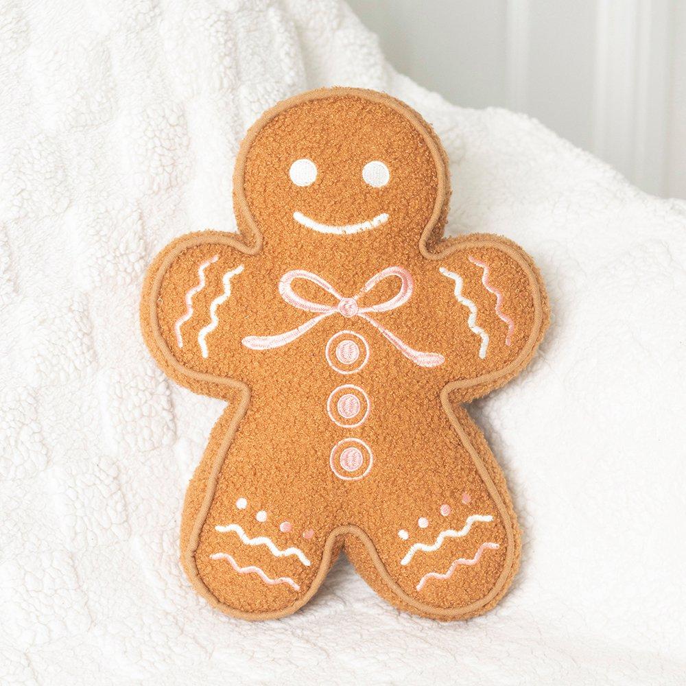 White - Something Different - Sugarplum Bakery Gingerbread Man Boucle Cushion - 1