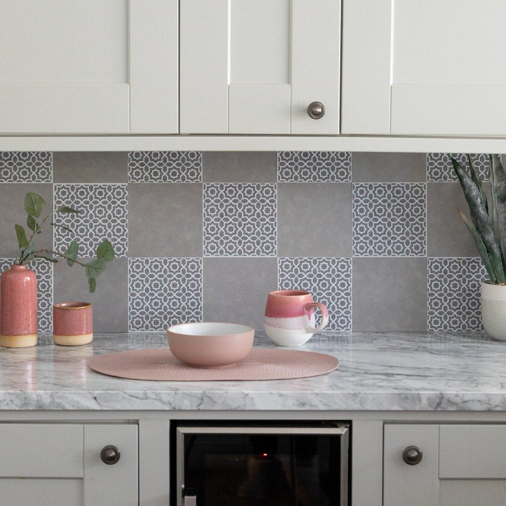 Grey - D C Fix - Self Adhesive Vinyl Wall Tiles Lina Grey - 4