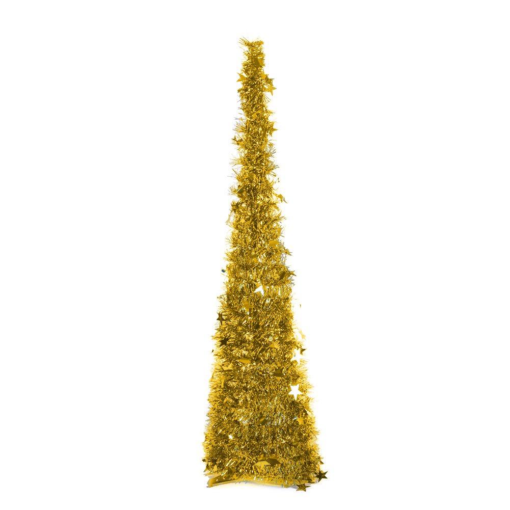 Gold - LIFE IDEAS - Collapsible 1.2M Pop-Up Tinsel Tree with Base - 3