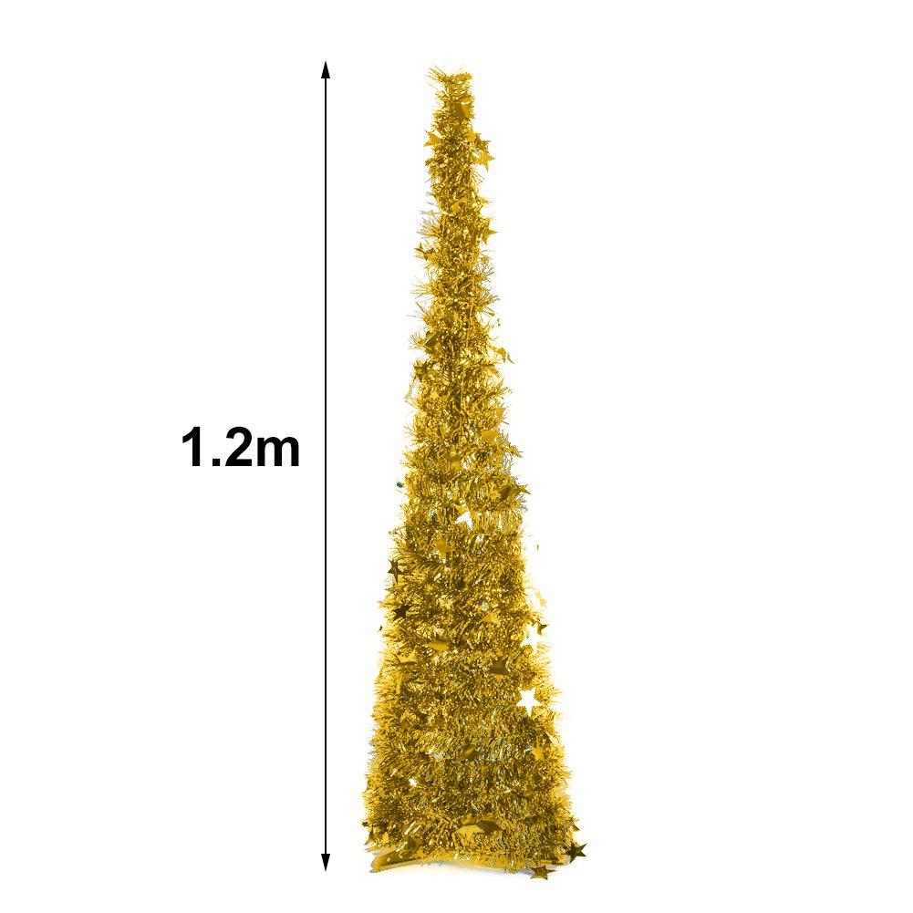 Gold - LIFE IDEAS - Collapsible 1.2M Pop-Up Tinsel Tree with Base - 8