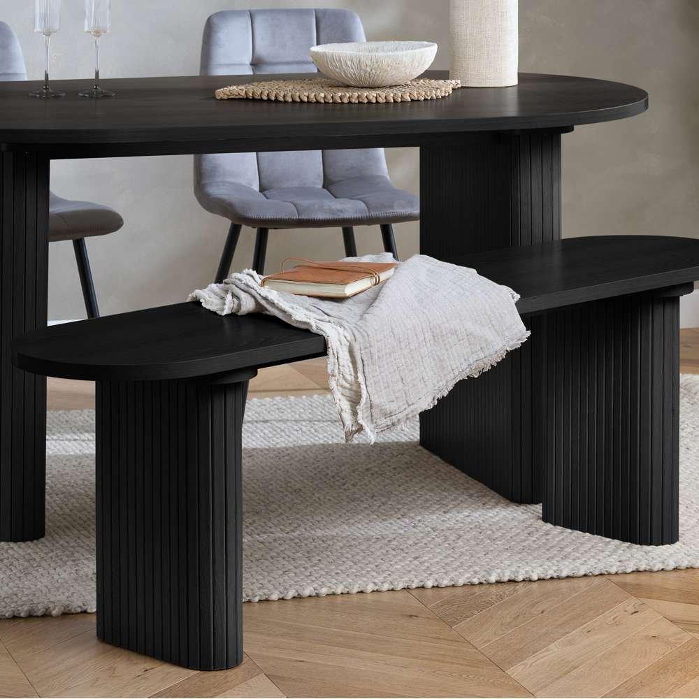 Black - Birlea - Axel Oval Fluted Dining Table With 2 Chairs And Be - 2