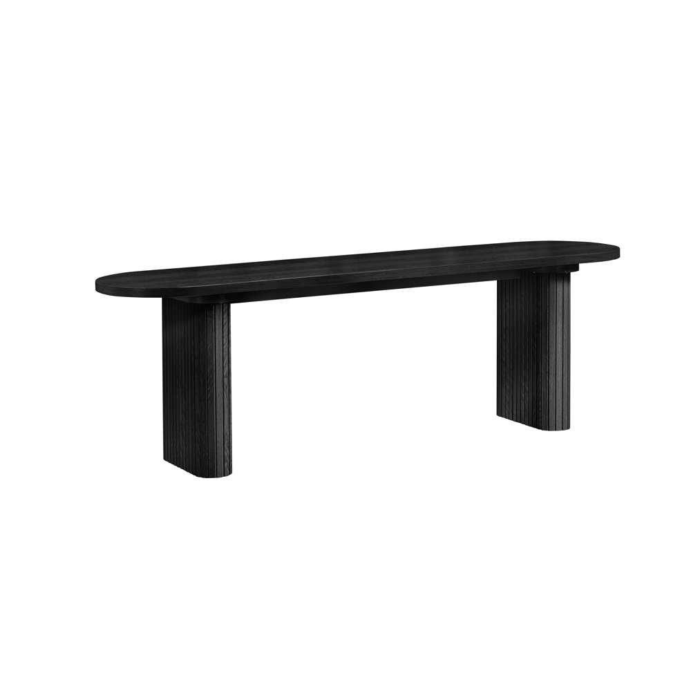 Black - Birlea - Axel Oval Fluted Dining Table With 2 Chairs And Be - 11