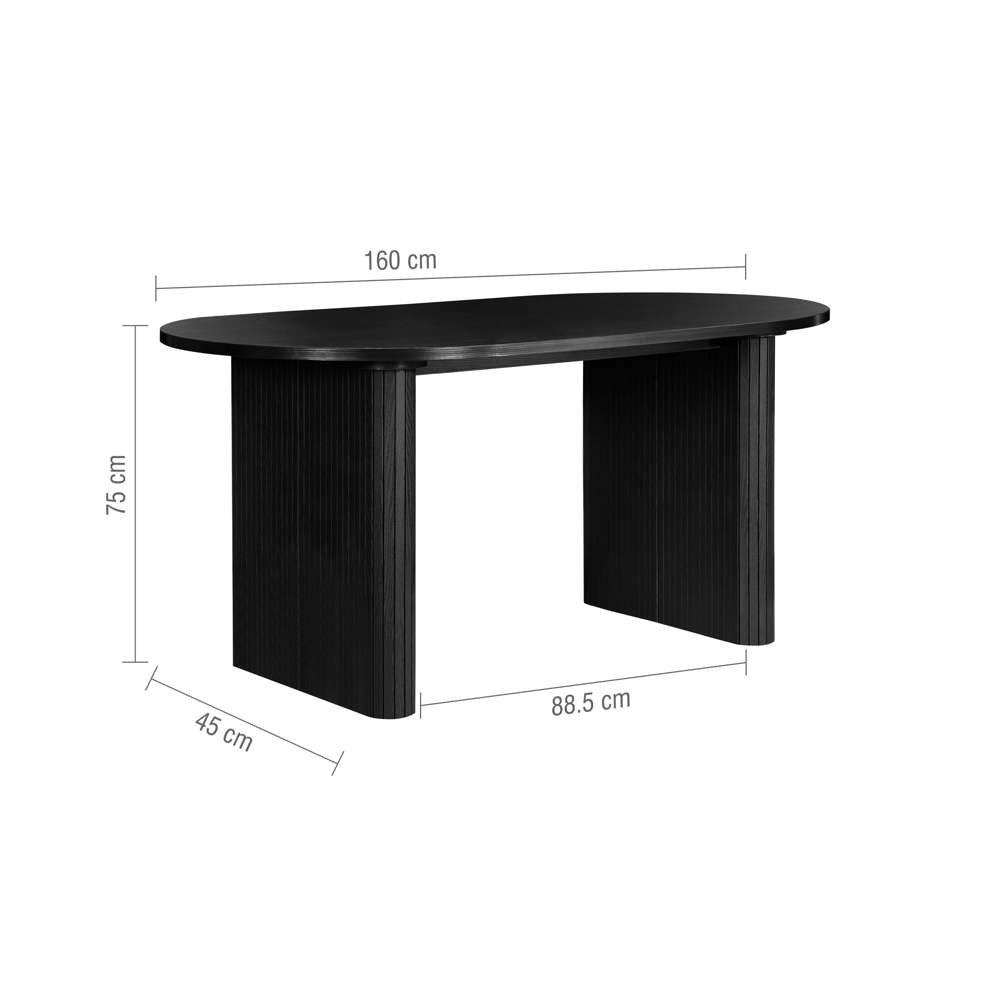 Black - Birlea - Axel Oval Fluted Dining Table With 2 Chairs And Be - 16