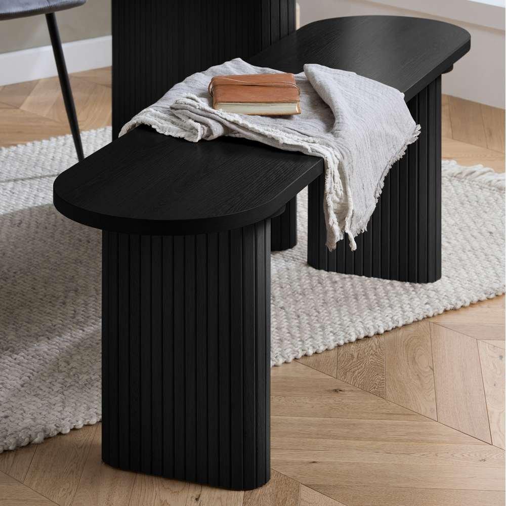 Black - Birlea - Axel Oval Fluted Dining Table With 2 Chairs And Be - 3