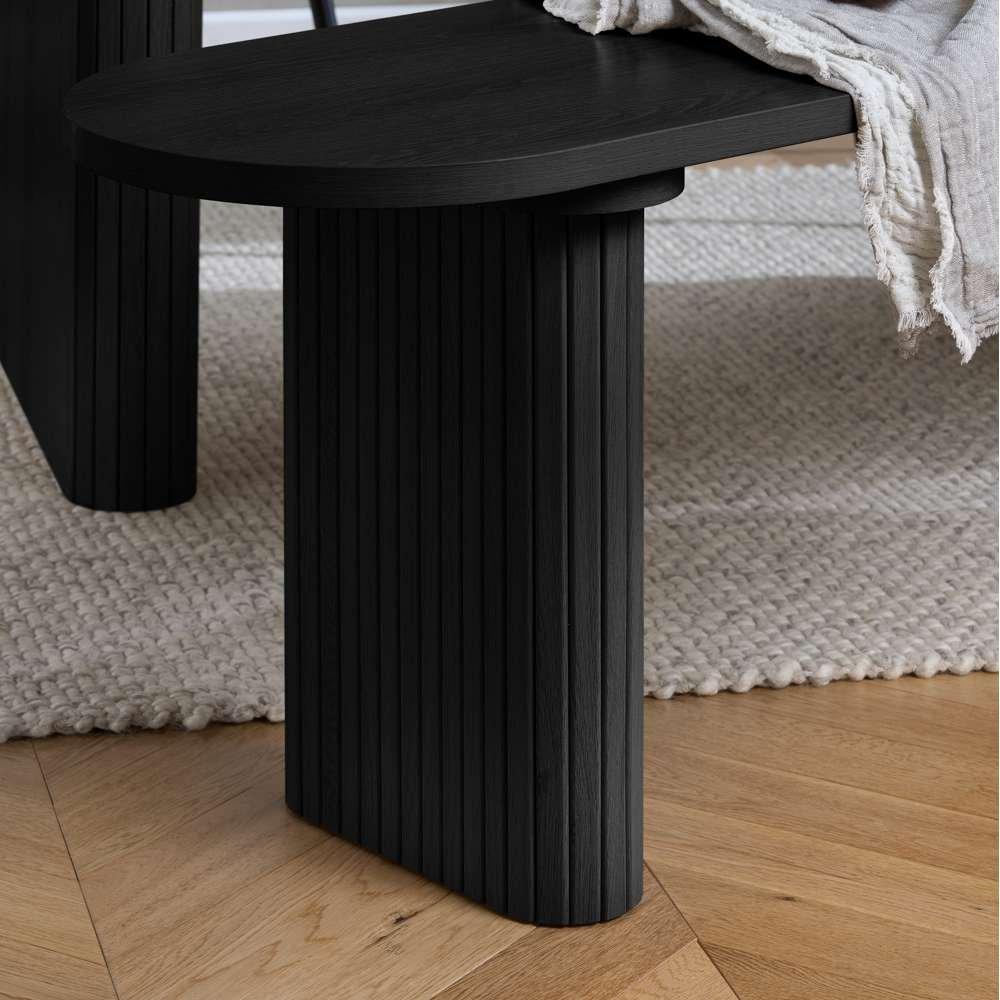 Black - Birlea - Axel Oval Fluted Dining Table With 2 Chairs And Be - 4