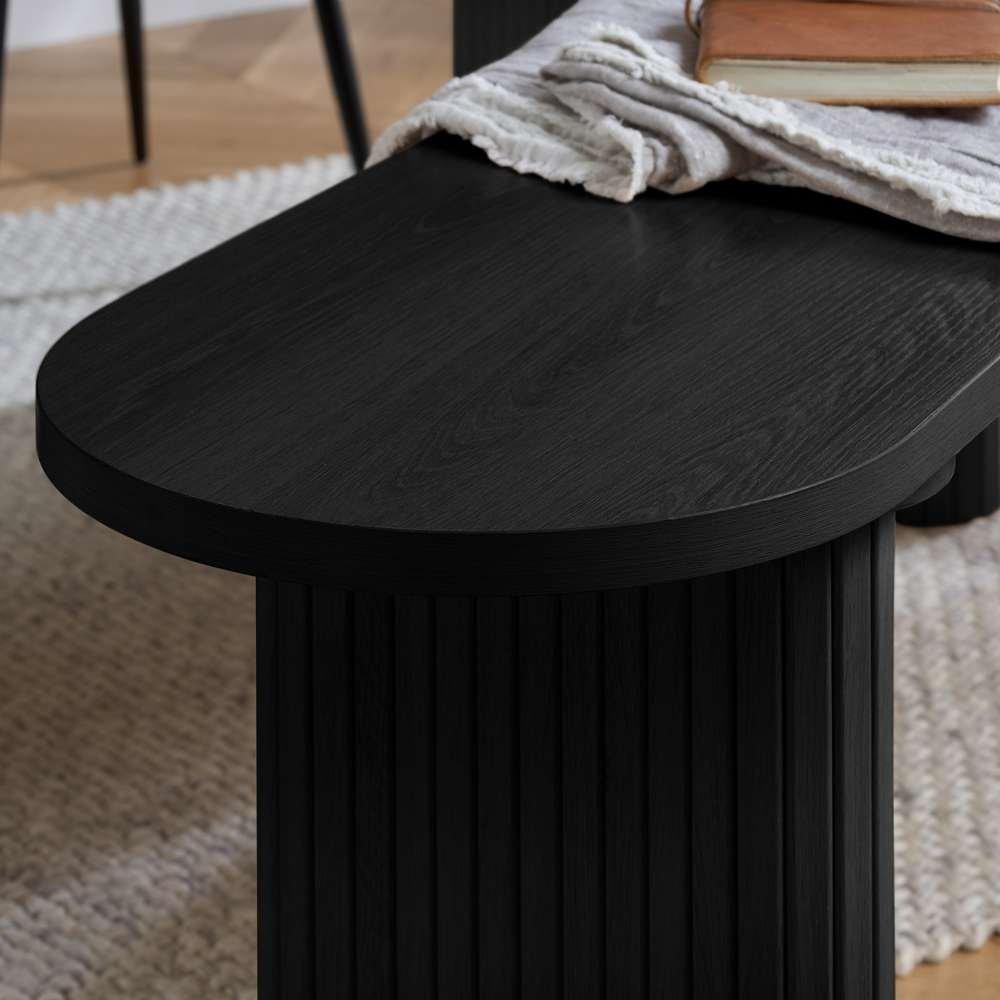 Black - Birlea - Axel Oval Fluted Dining Table With 2 Chairs And Be - 5