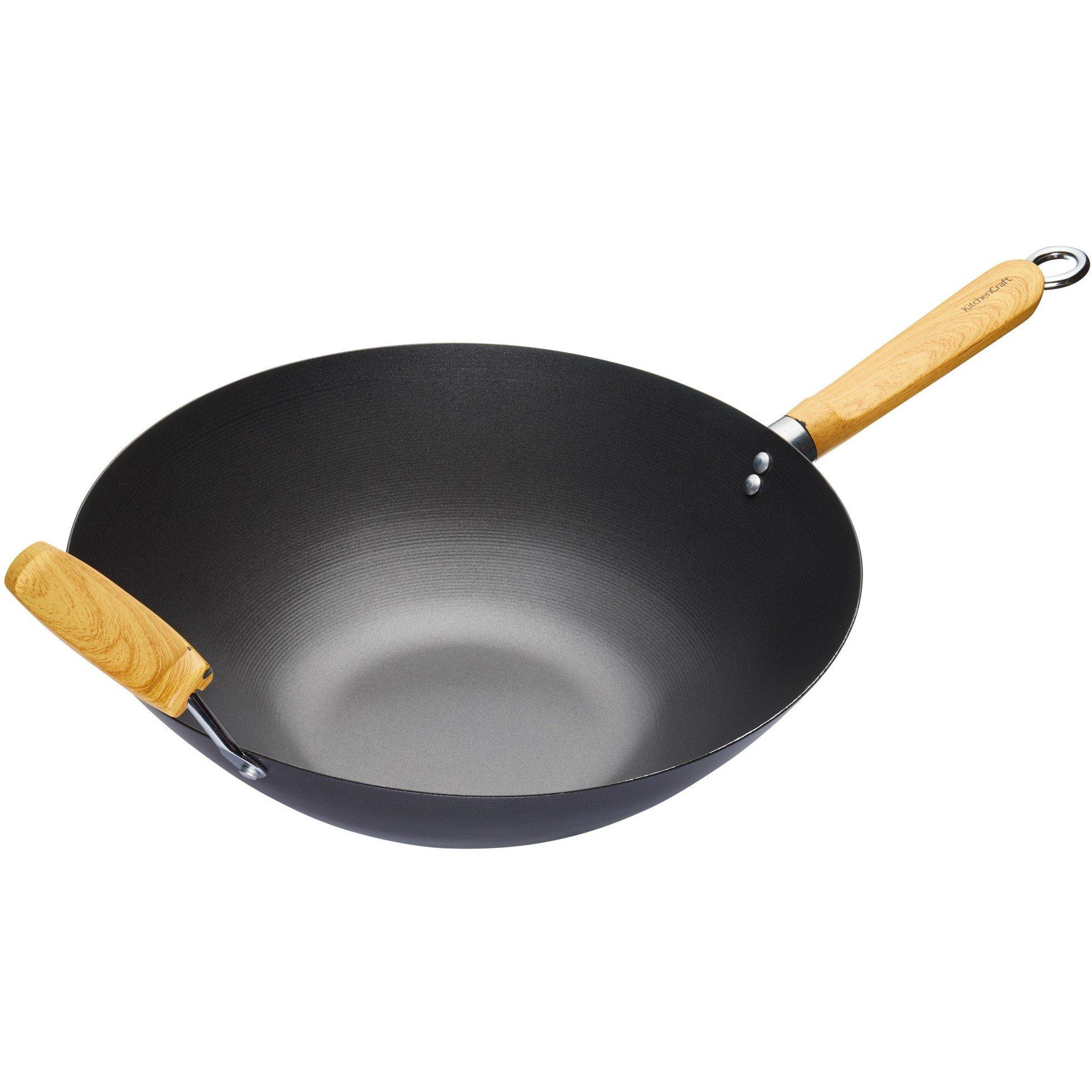 Black - KitchenCraft - KitchenCraft Carbon Steel Non-Stick Wok - 1