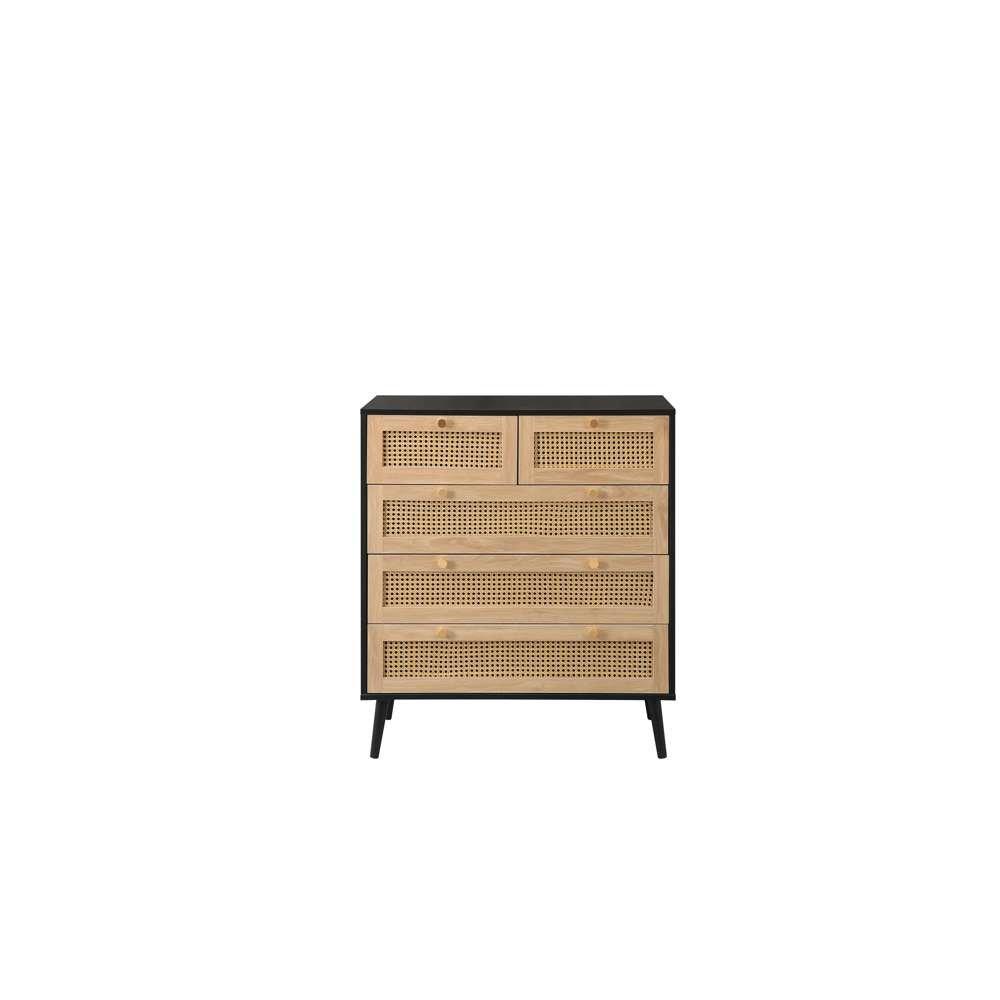 Black - Birlea - Croxley 5 Drawer Rattan Chest - 6