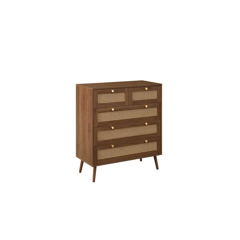 Brown - Birlea - Croxley 5 Drawer Rattan Chest - 3