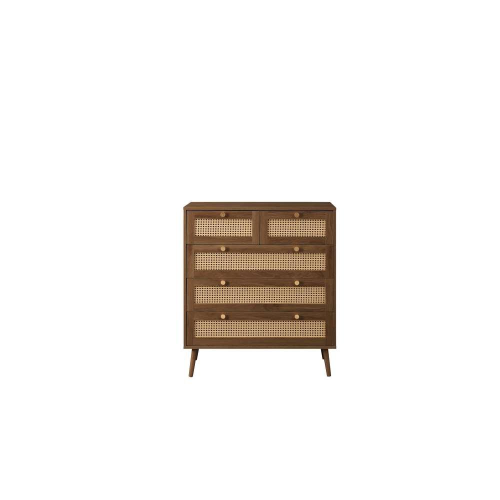 Brown - Birlea - Croxley 5 Drawer Rattan Chest - 4