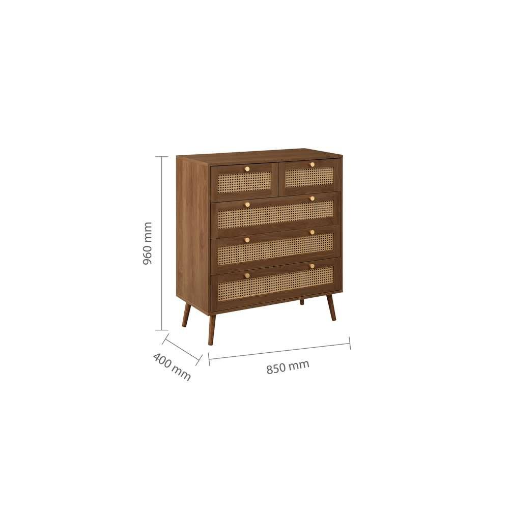 Brown - Birlea - Croxley 5 Drawer Rattan Chest - 6