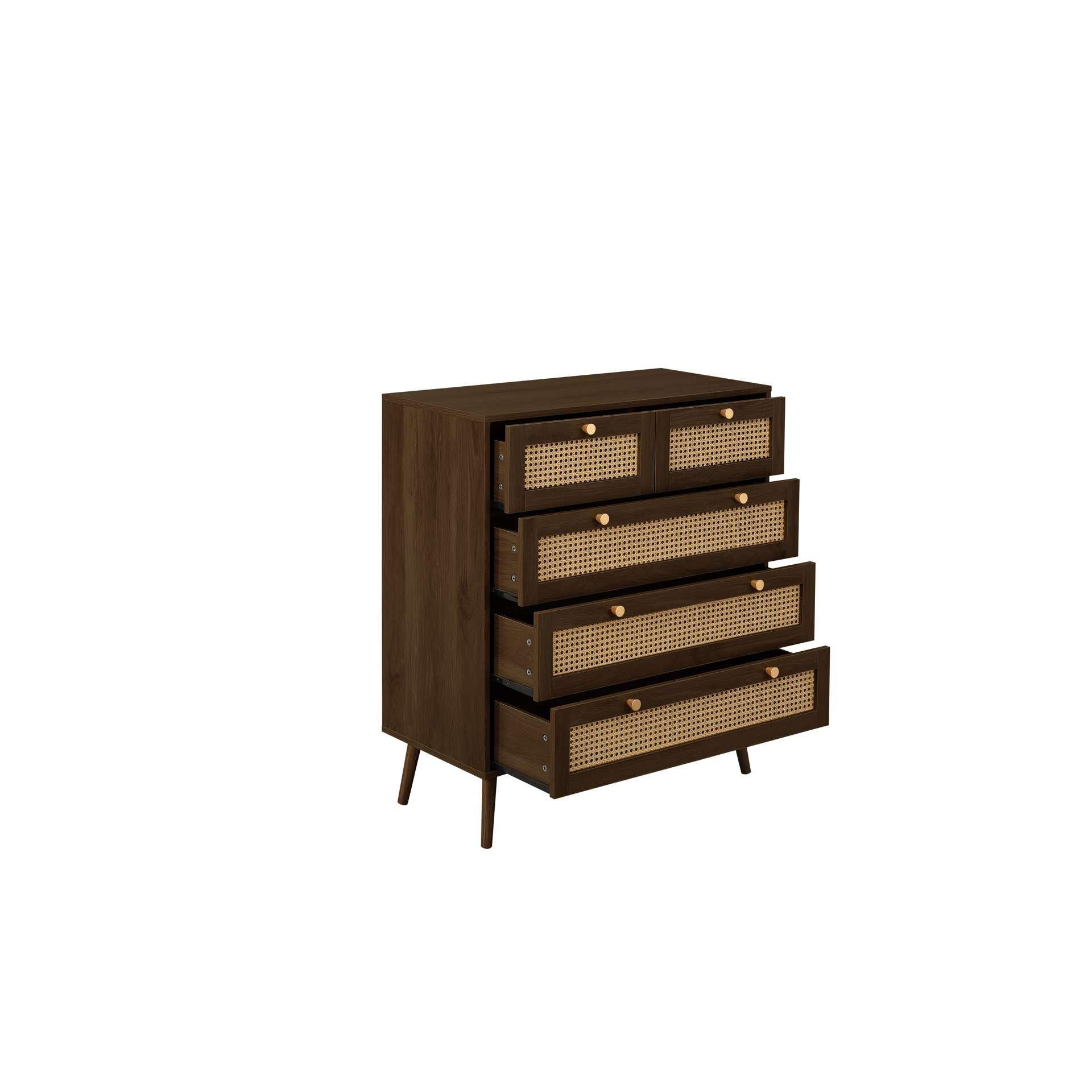 Brown - Birlea - Croxley 5 Drawer Rattan Chest - 7