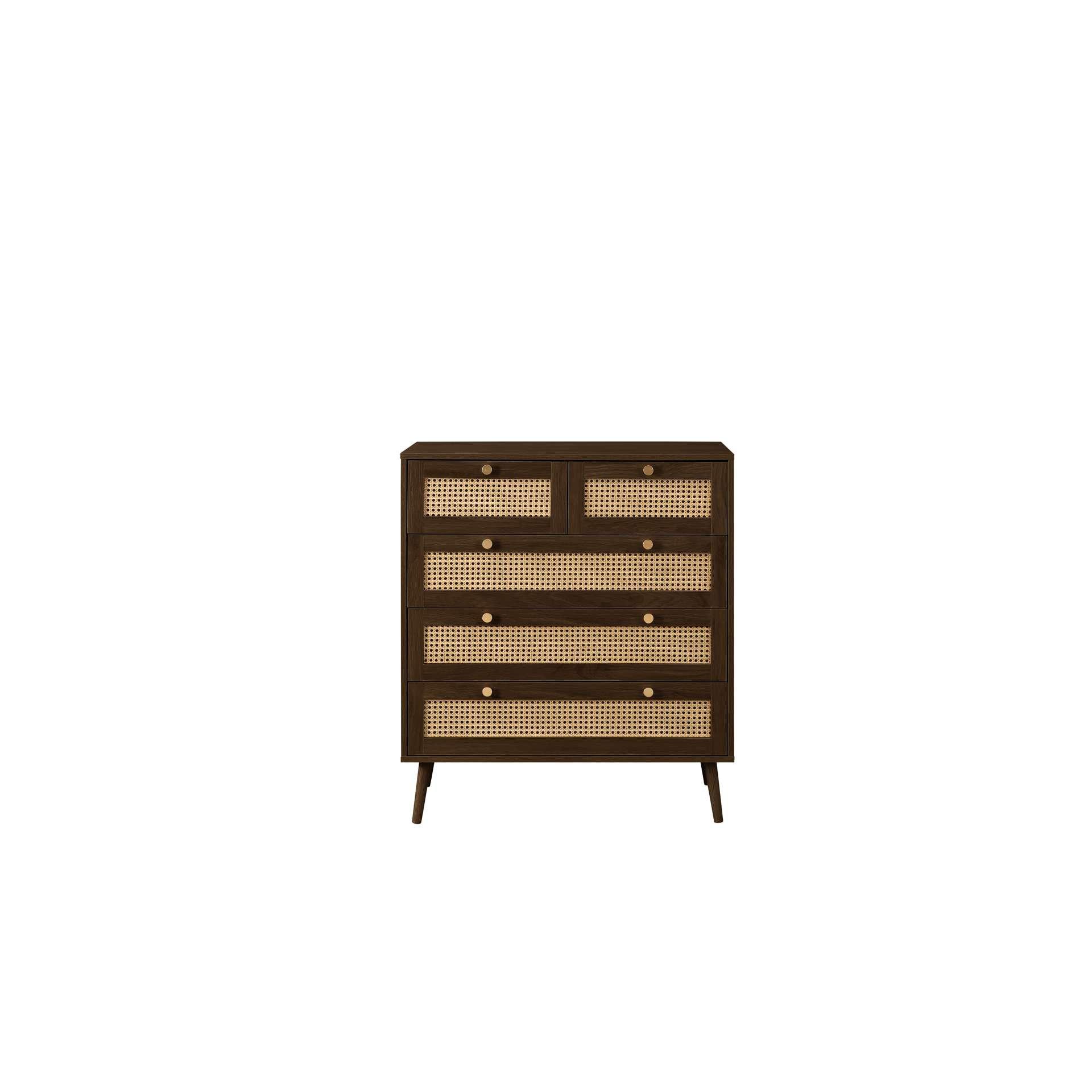 Brown - Birlea - Croxley 5 Drawer Rattan Chest - 8