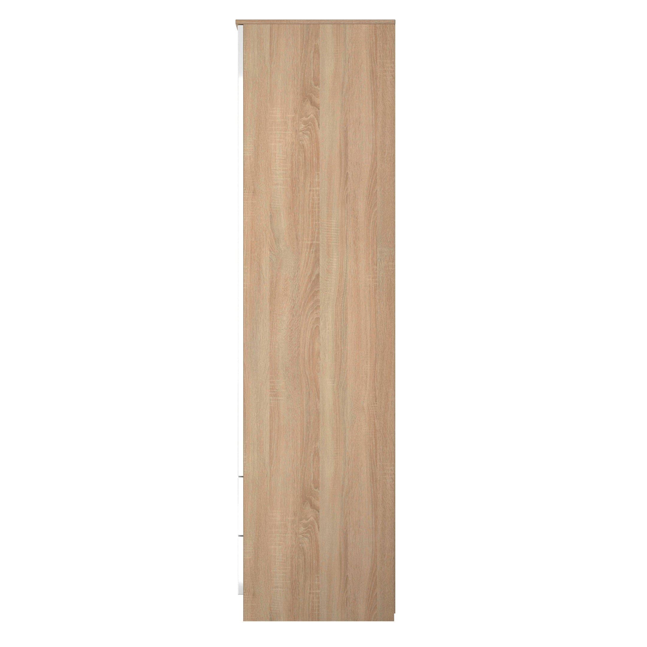 White & Oak - Welcome Furniture - Milan Tall 2 Drawer Double Wardrobe - Ready Assemb - 2