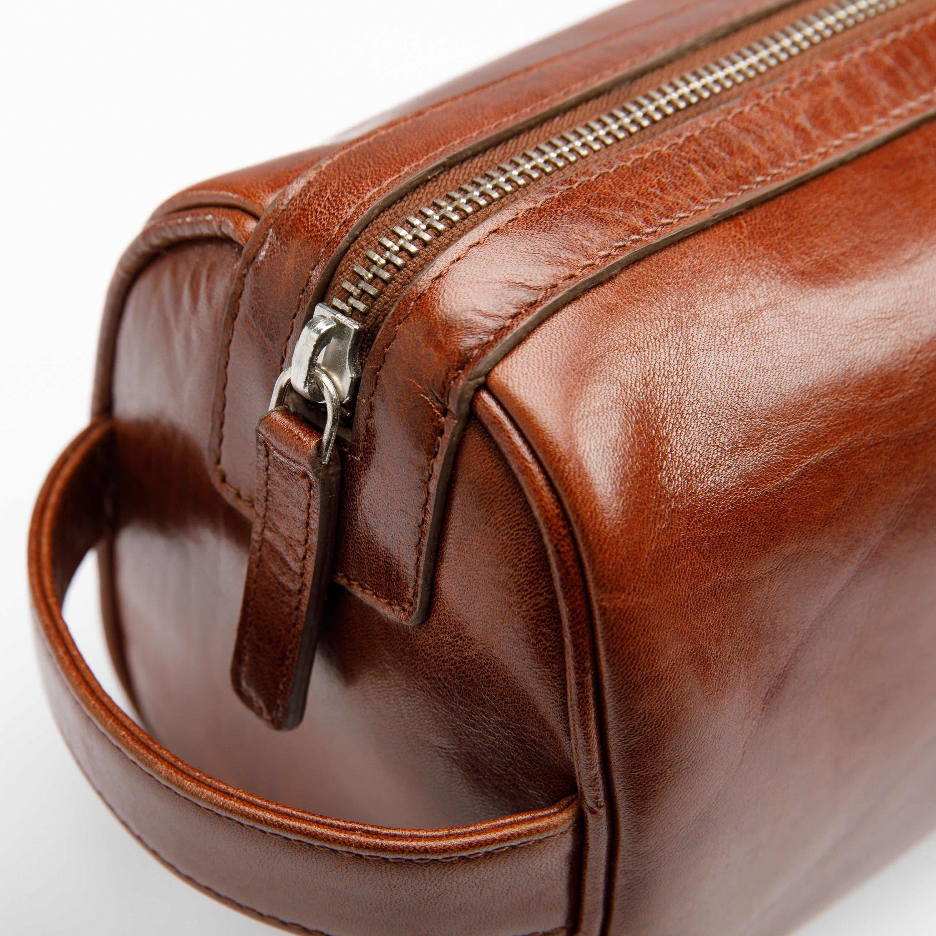 Cognac Gfw026-2 - Gino Ferrari - Embossed Travel Leather Washbag Internal Pocket - 2